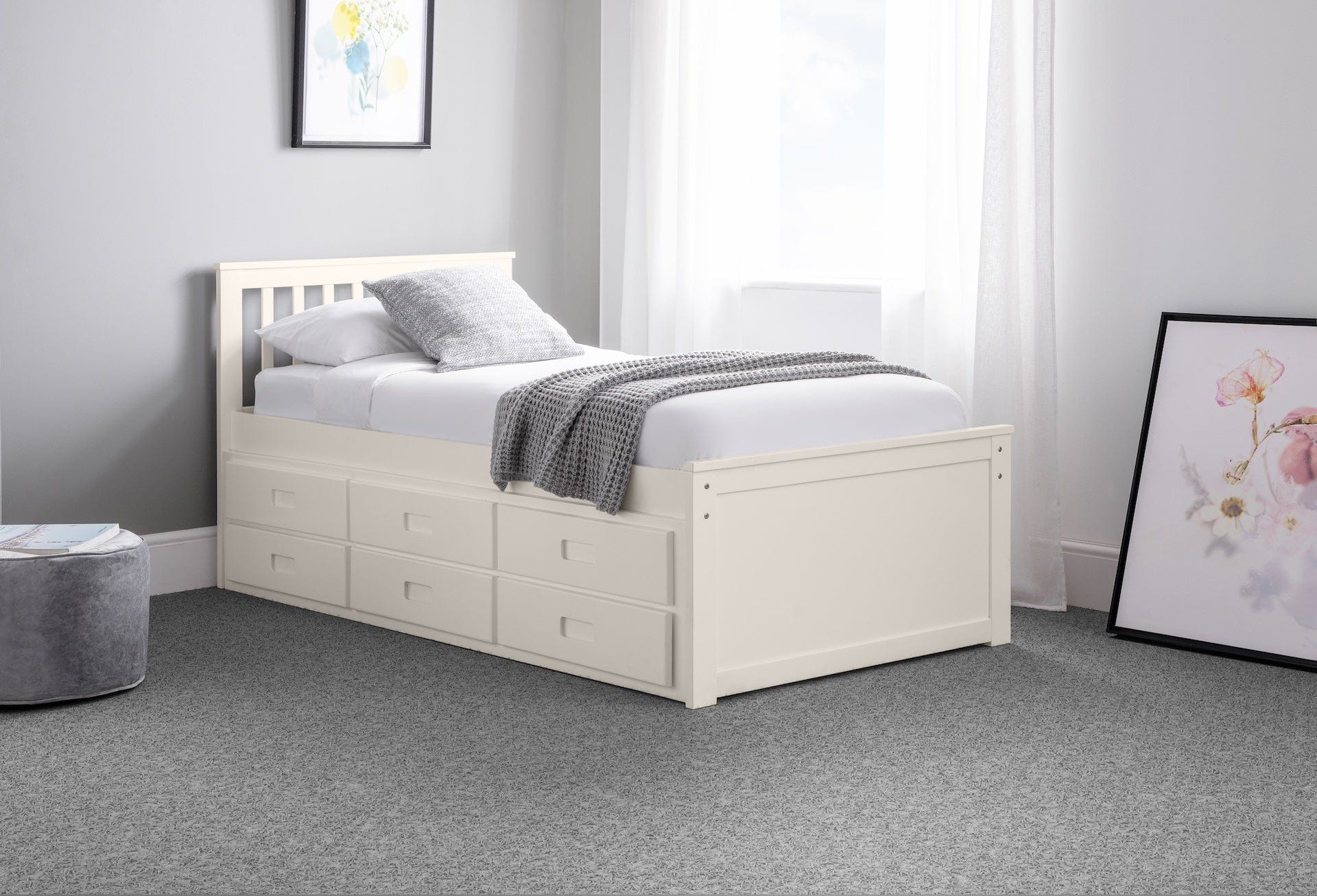 Maisie Bed With Underbed And Drawers - Surf White – Julian Bowen, view 9