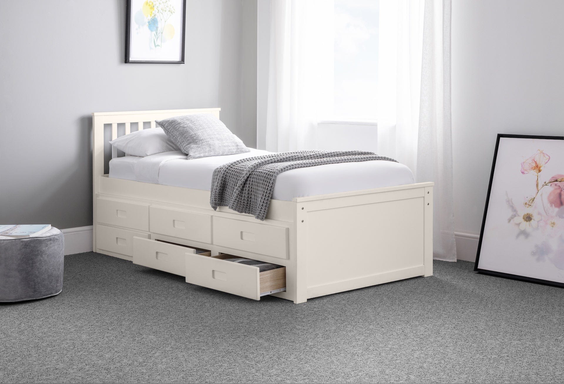 Maisie Bed With Underbed And Drawers - Surf White – Julian Bowen, view 10