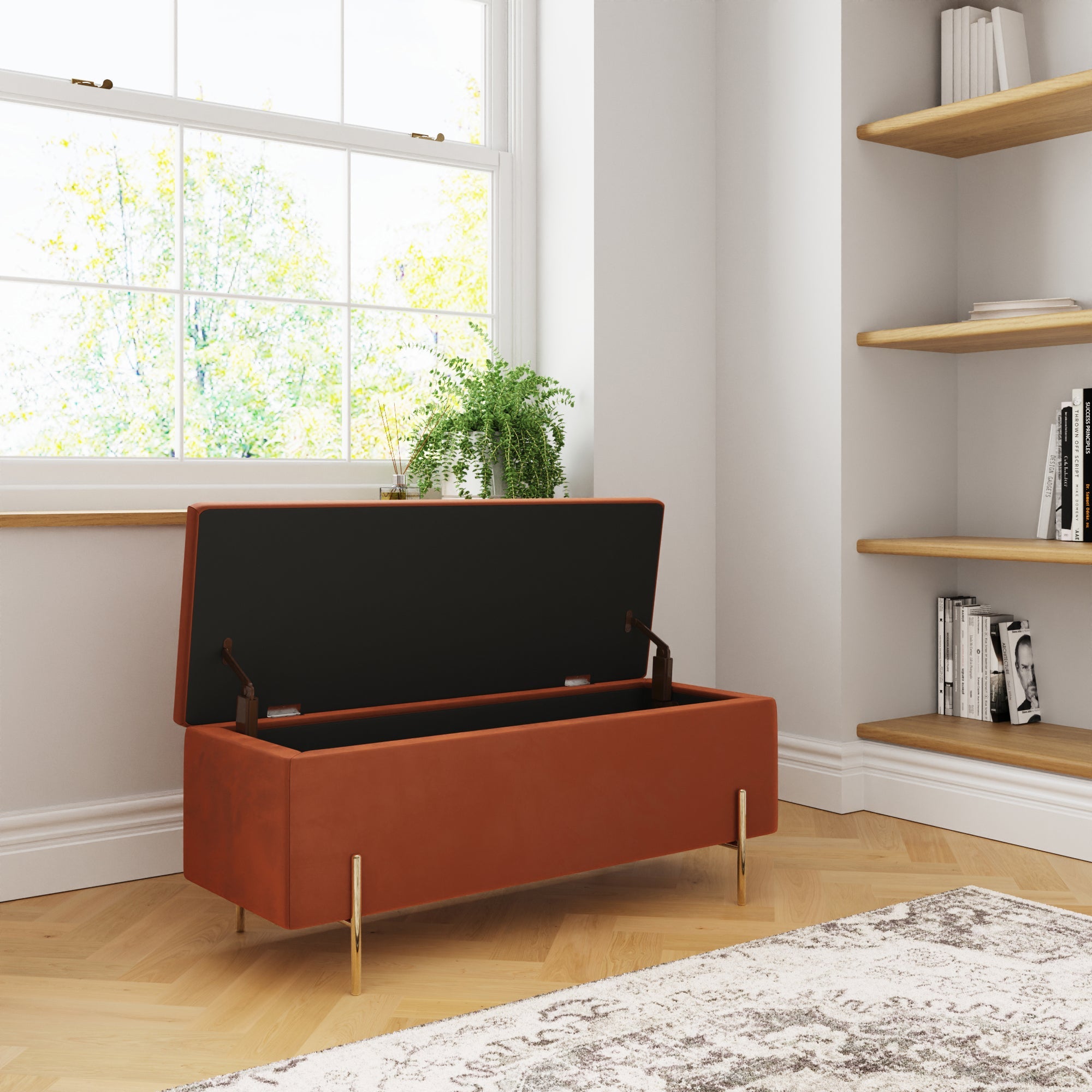 Mystica Ottoman Storage Bench Russet – GFW, view 3
