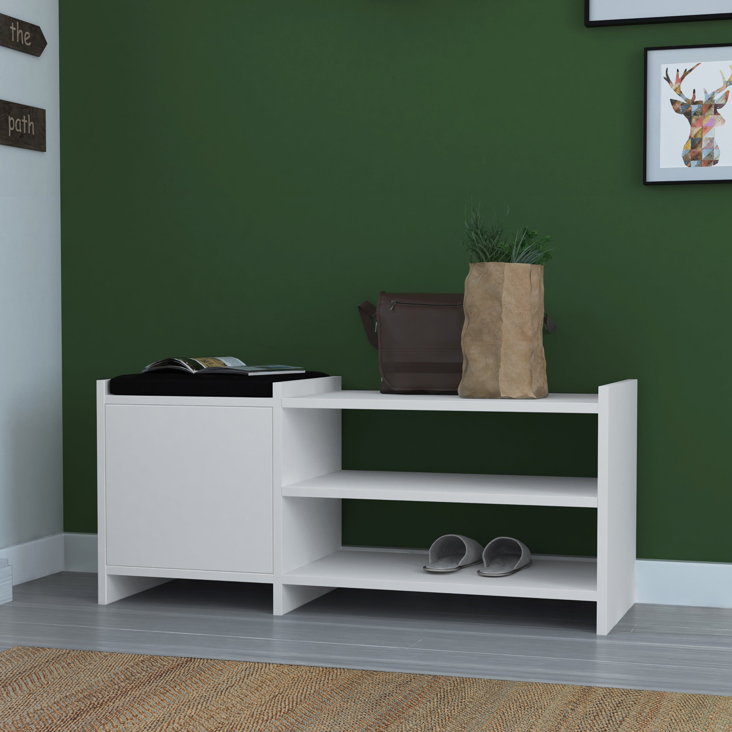 GFW Hallway Unit Munslow Hallway Storage Unit White Bed Kings