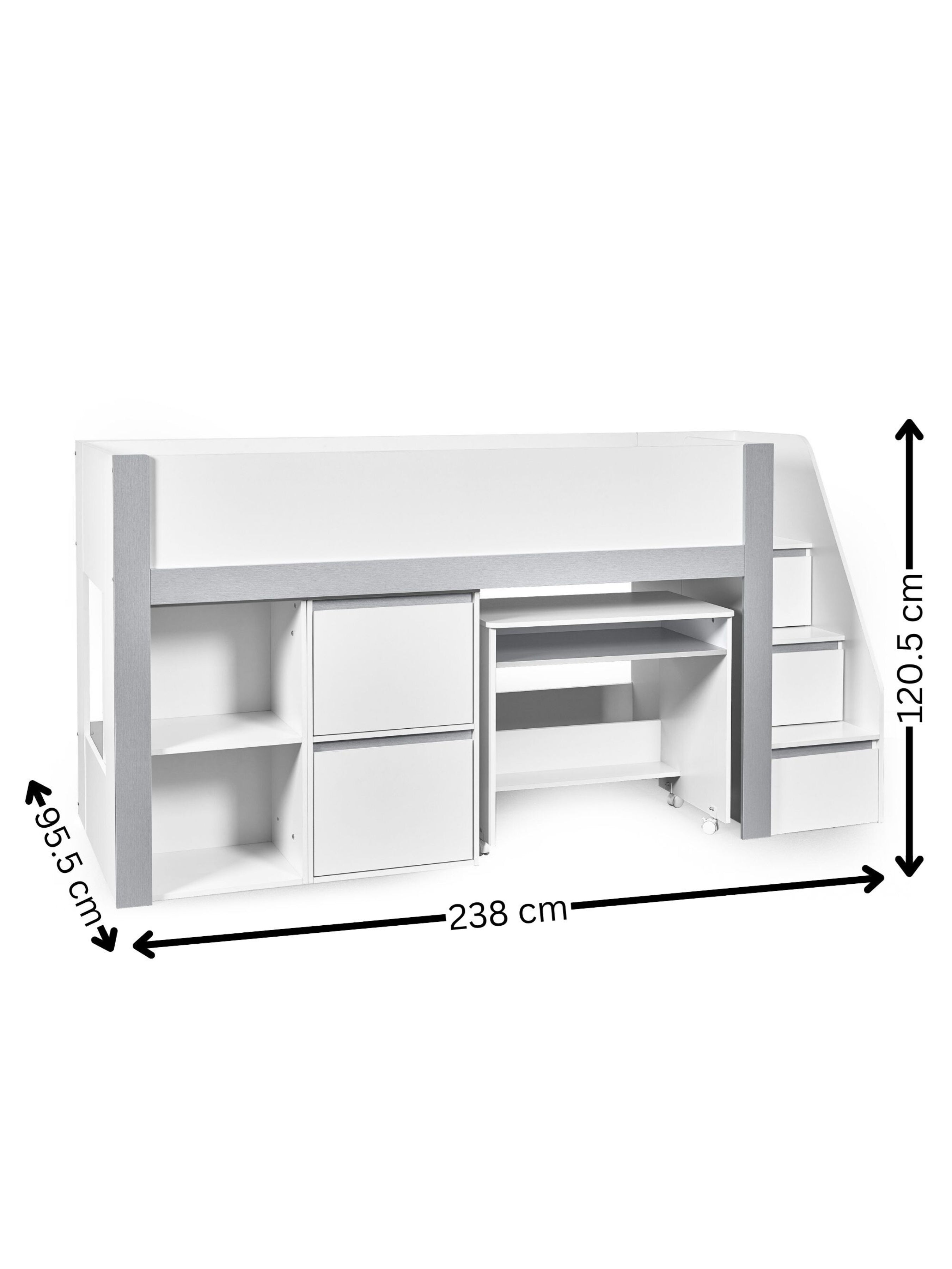 Gaia Midsleeper Bed - White and Silver – Julian Bowen, view 8