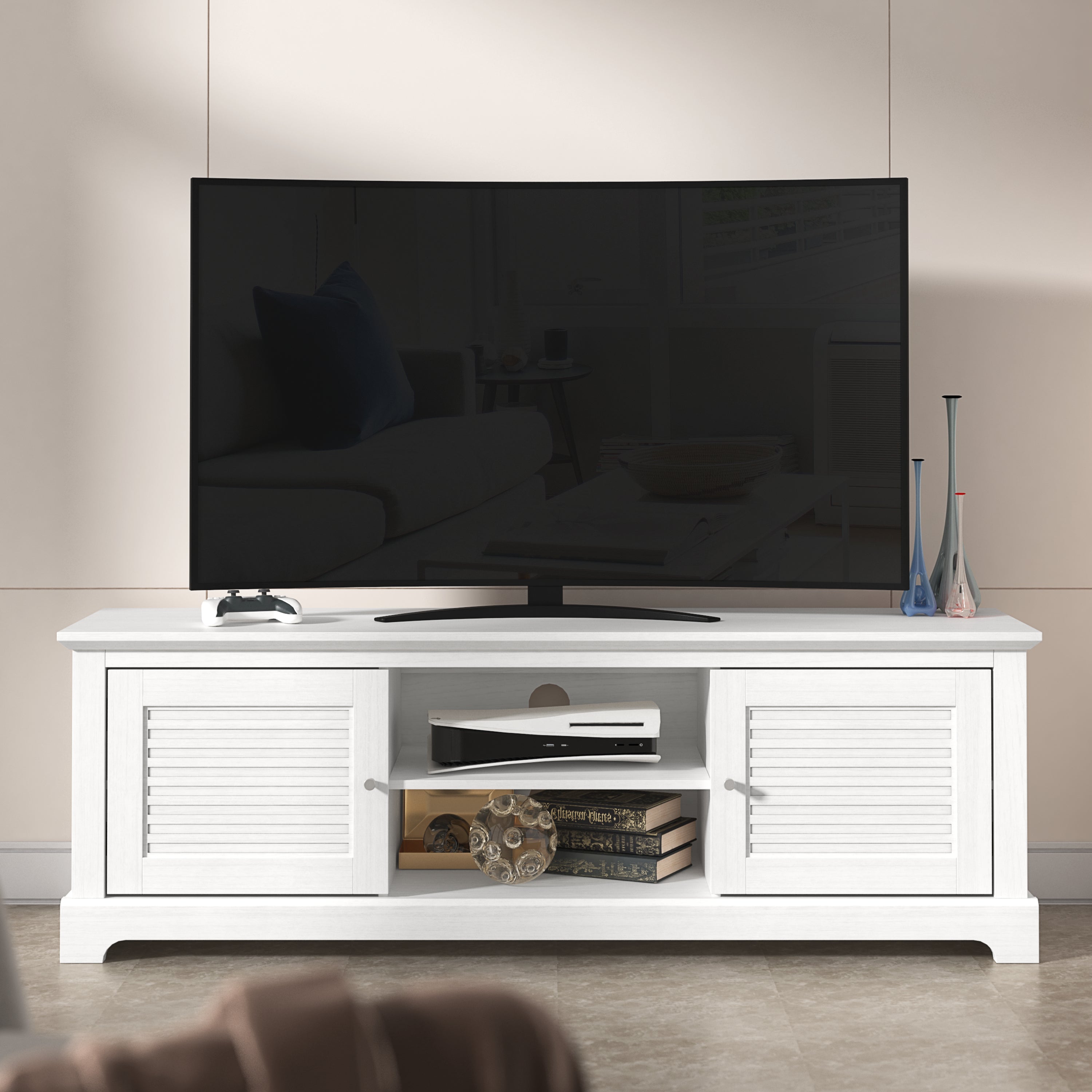 Salcombe TV Unit White – GFW, view 2