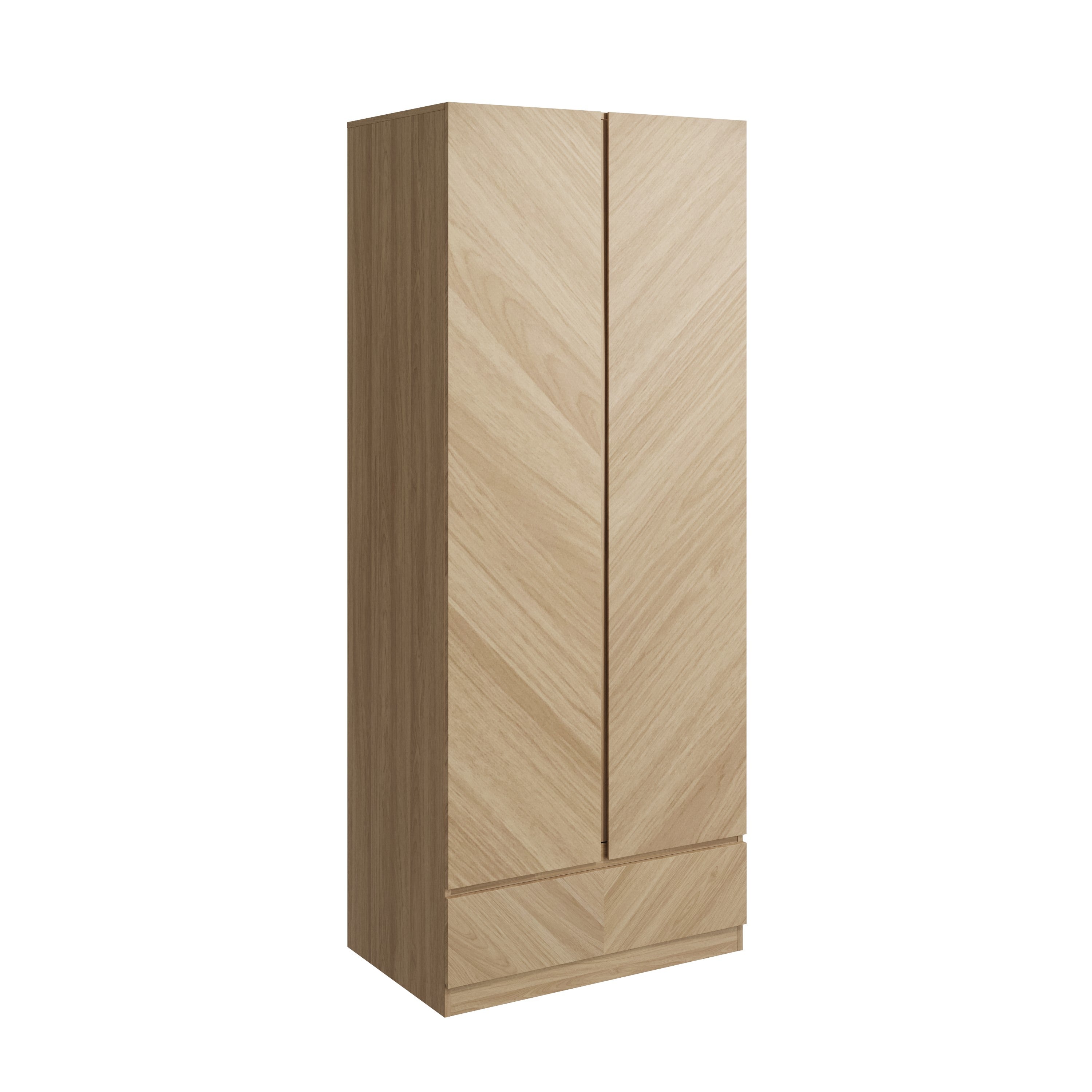Catania 2 Door 1 Drawer Wardrobe Euro Oak – GFW, view 4