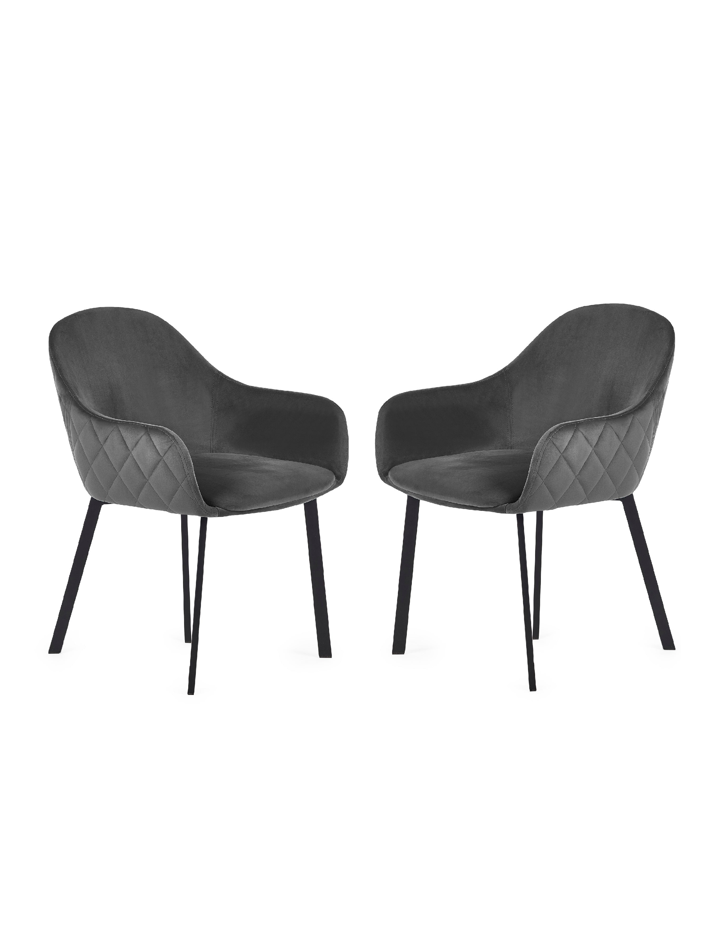 Lima Grey Velvet Dining Chairs (Set of 2) – Julian Bowen