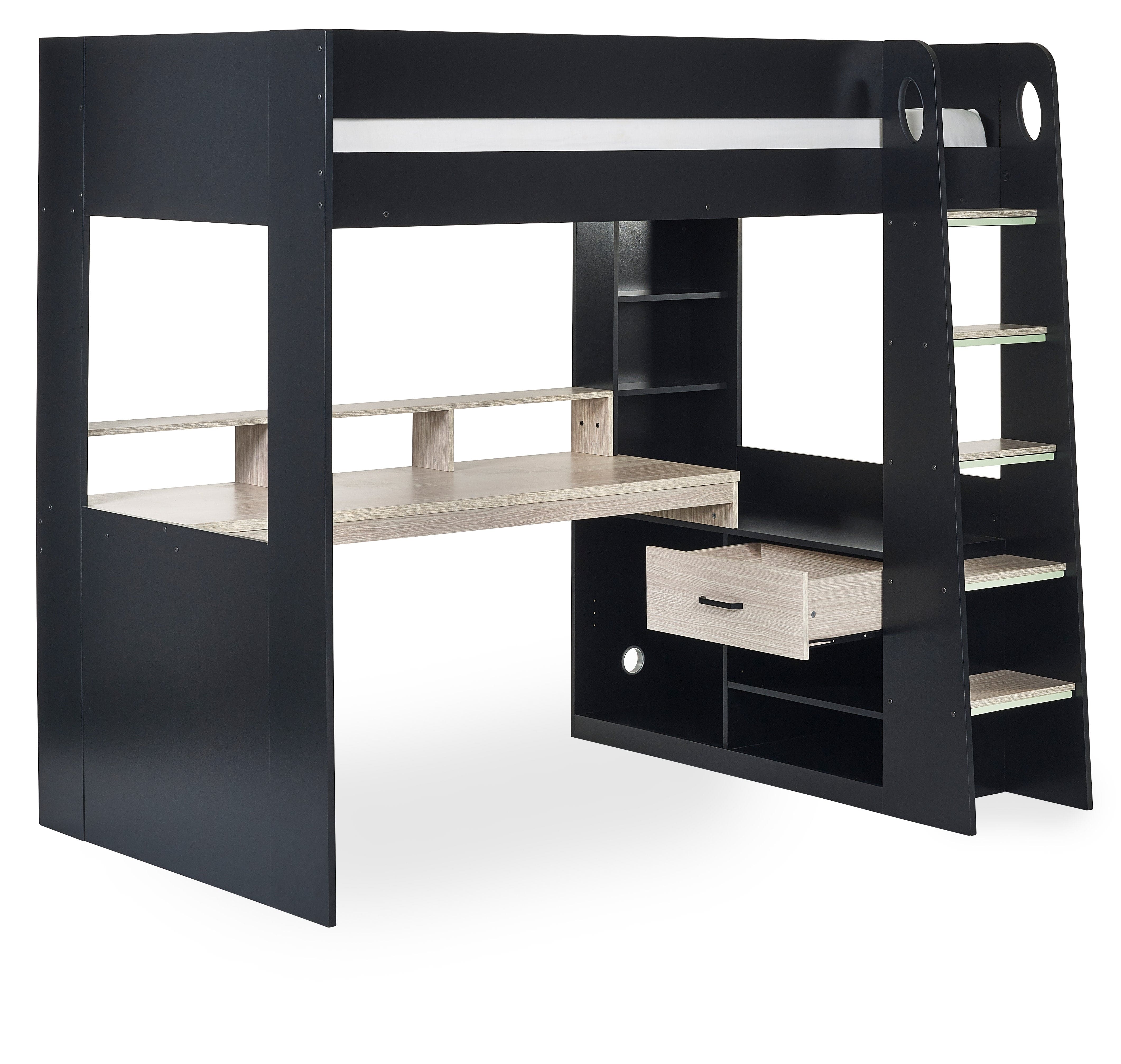 Blaze Gaming Highsleeper Bed - Black And Pale Wood – Julian Bowen