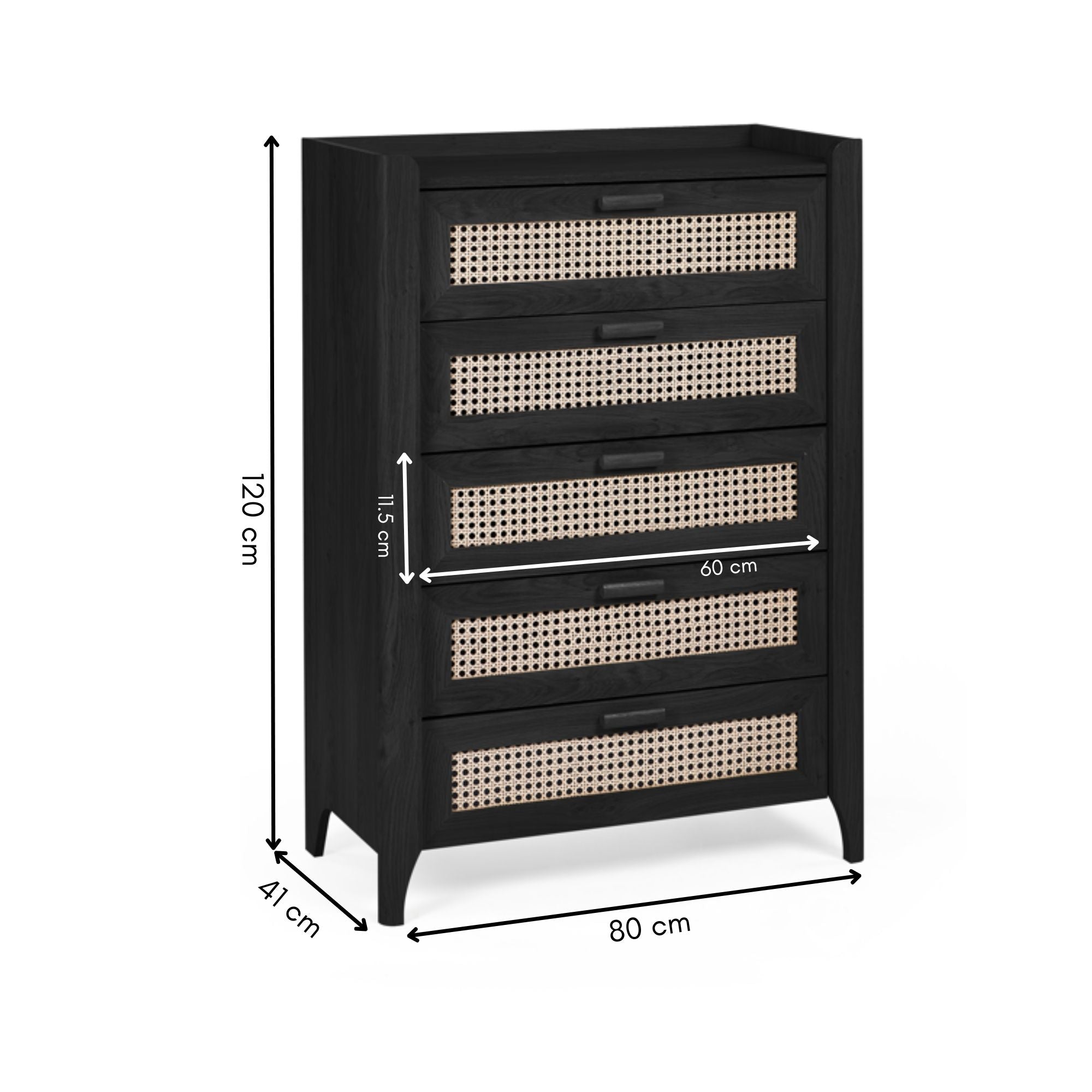Sydney 5 Drawer Chest - Black Ash – Julian Bowen, view 5