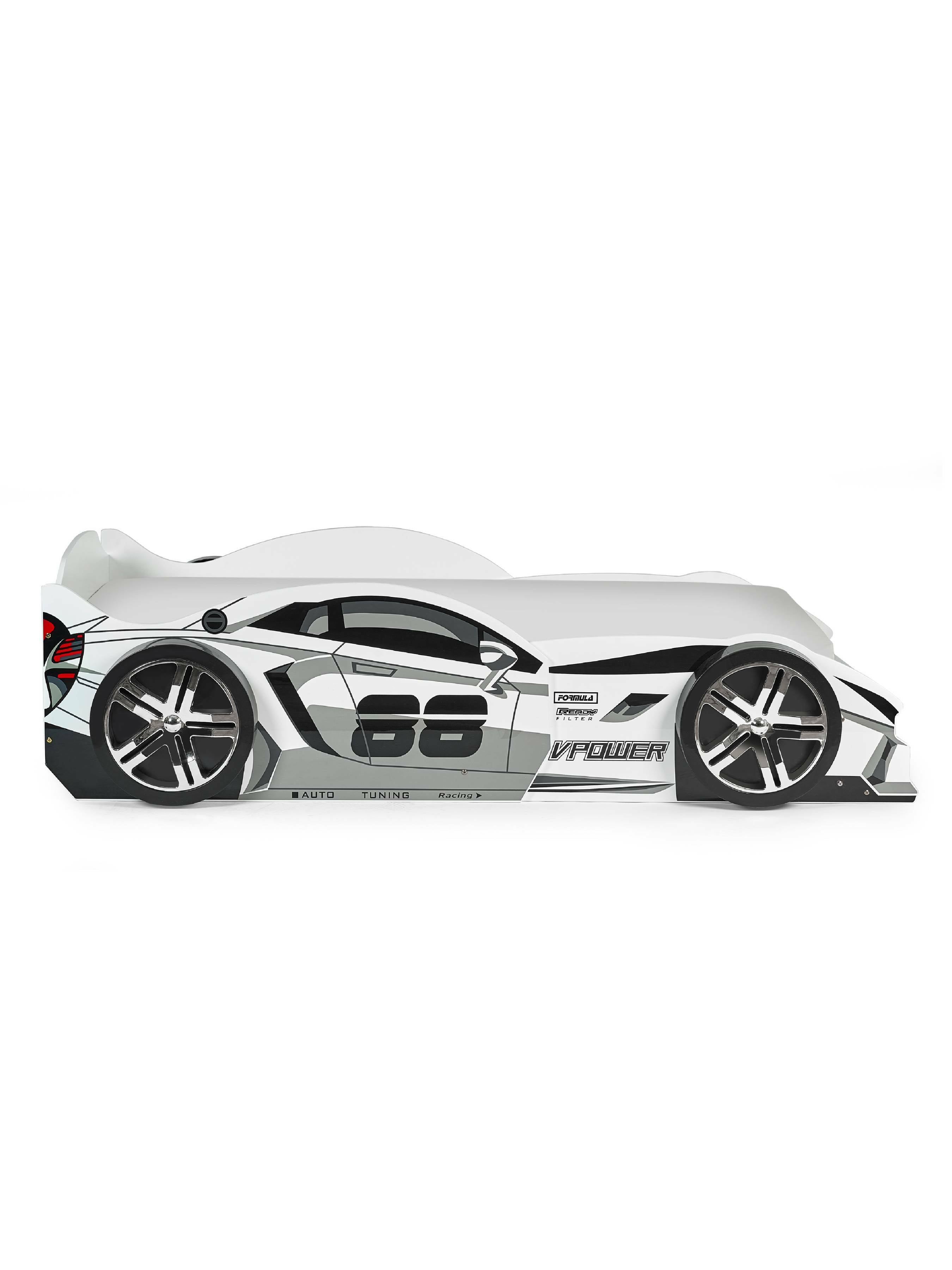 Storm White and Grey High Gloss 90cm Single Race Car Bed – Julian Bowen, view 4
