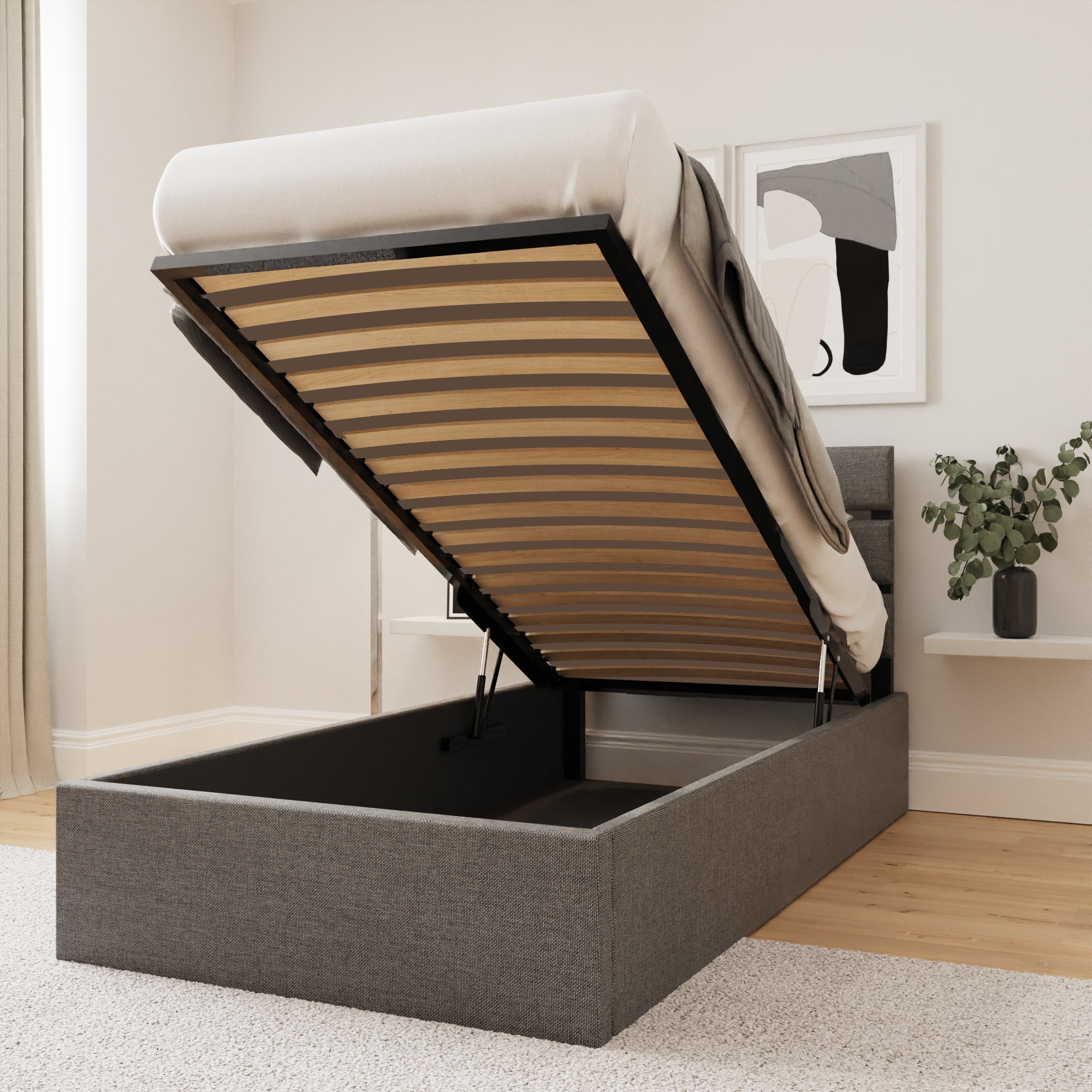 Hudson 90cm End Lift Ottoman Bed – Grey
