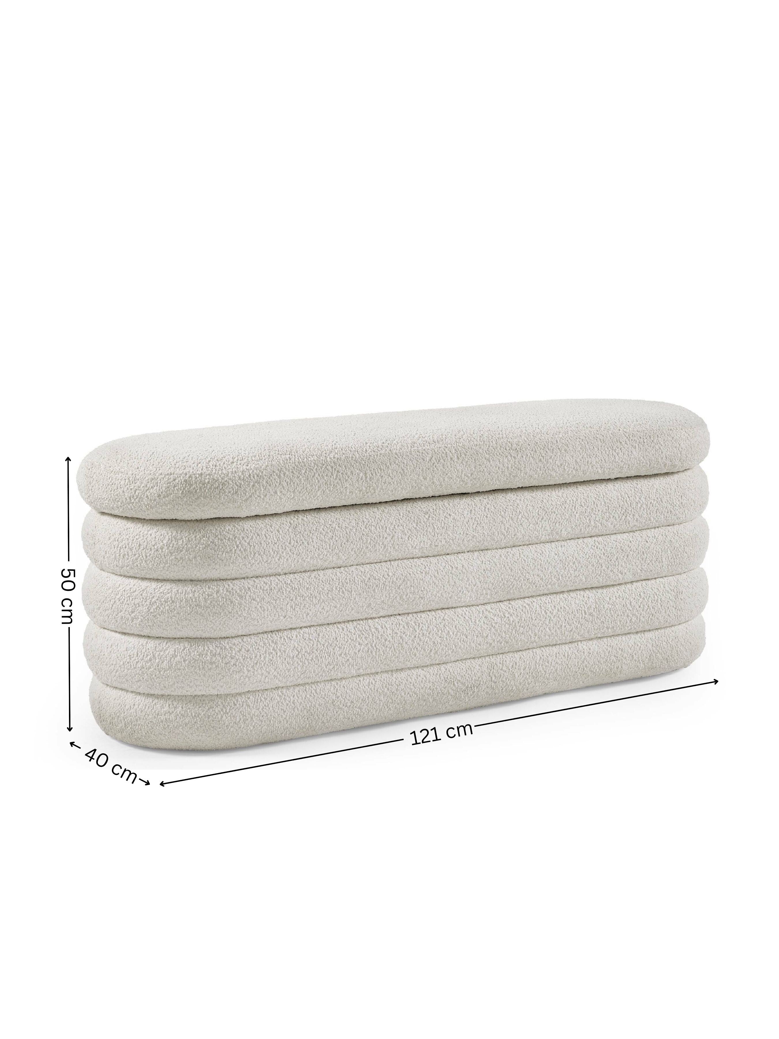 Hailey Ivory Boucle Upholstered Ottoman Storage Bench – Julian Bowen, view 7