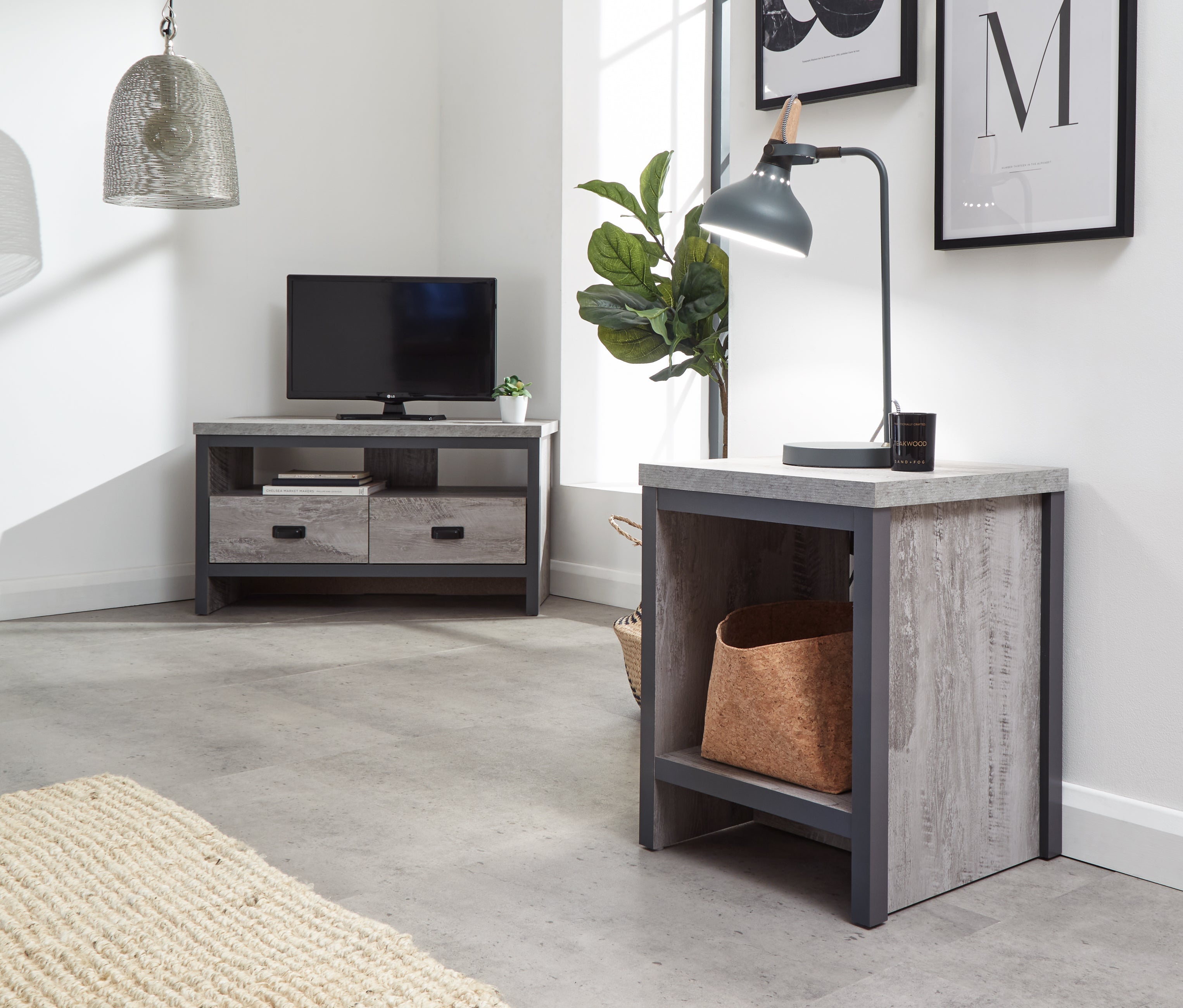 Boston Simple Lamp Table Grey – GFW, view 3