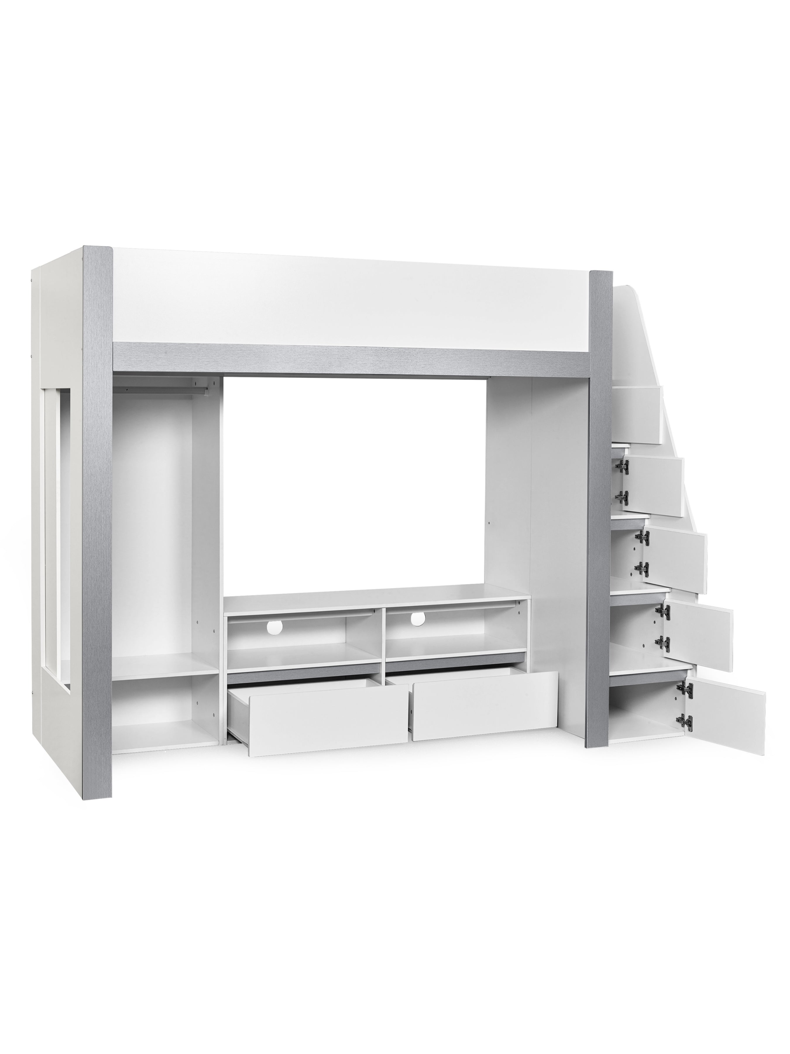 Gaia Highsleeper TV Bed - White and Silver – Julian Bowen, view 3