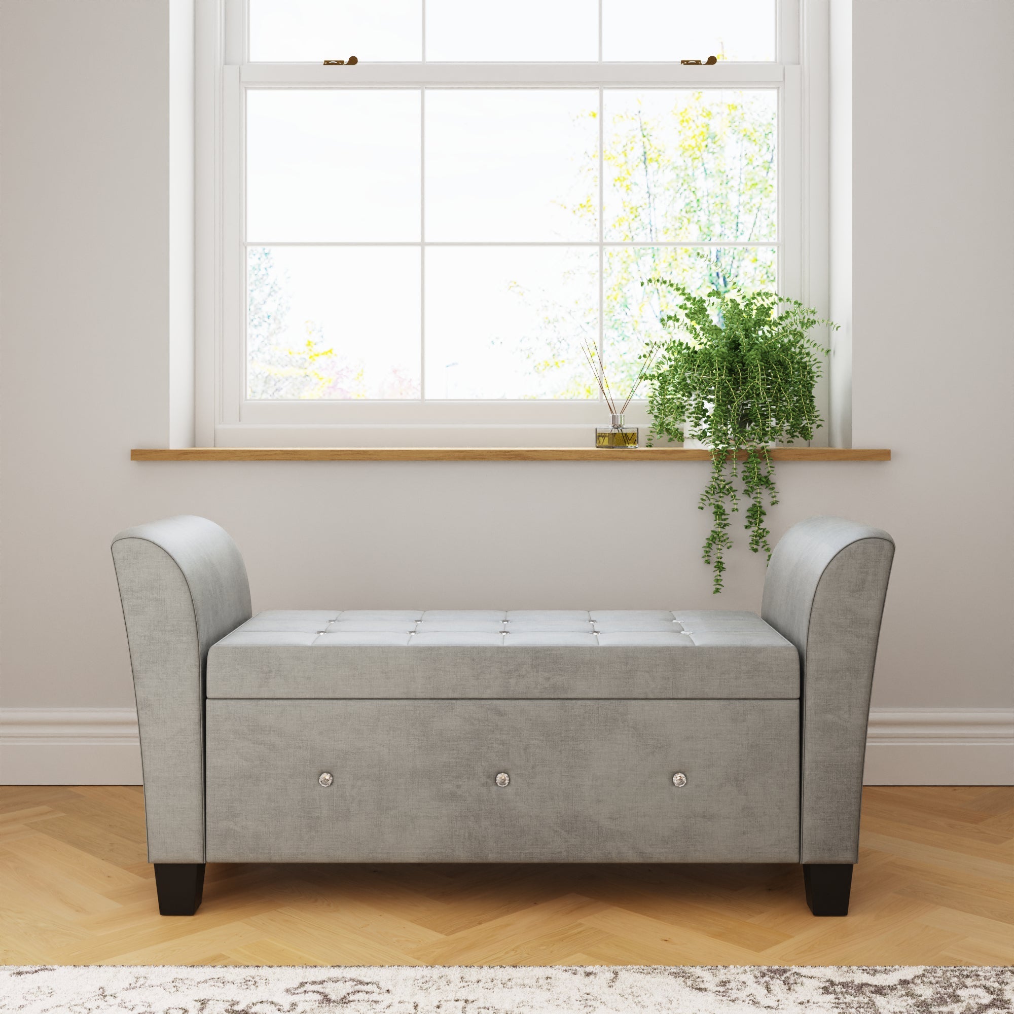 Verona Diamante Window Seat Grey Chenille – GFW, view 2