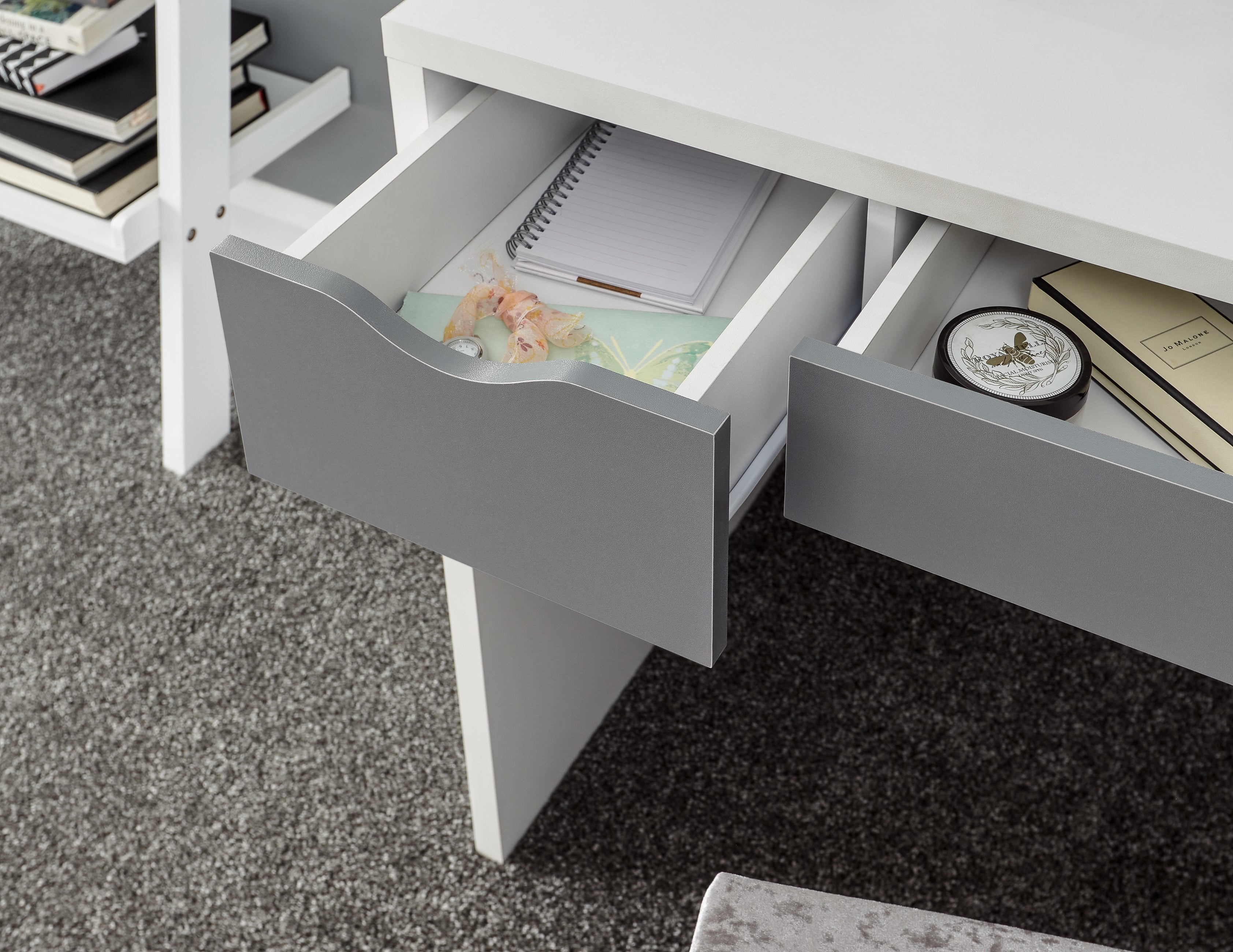 Elizabeth Dressing Table Set – White & Grey