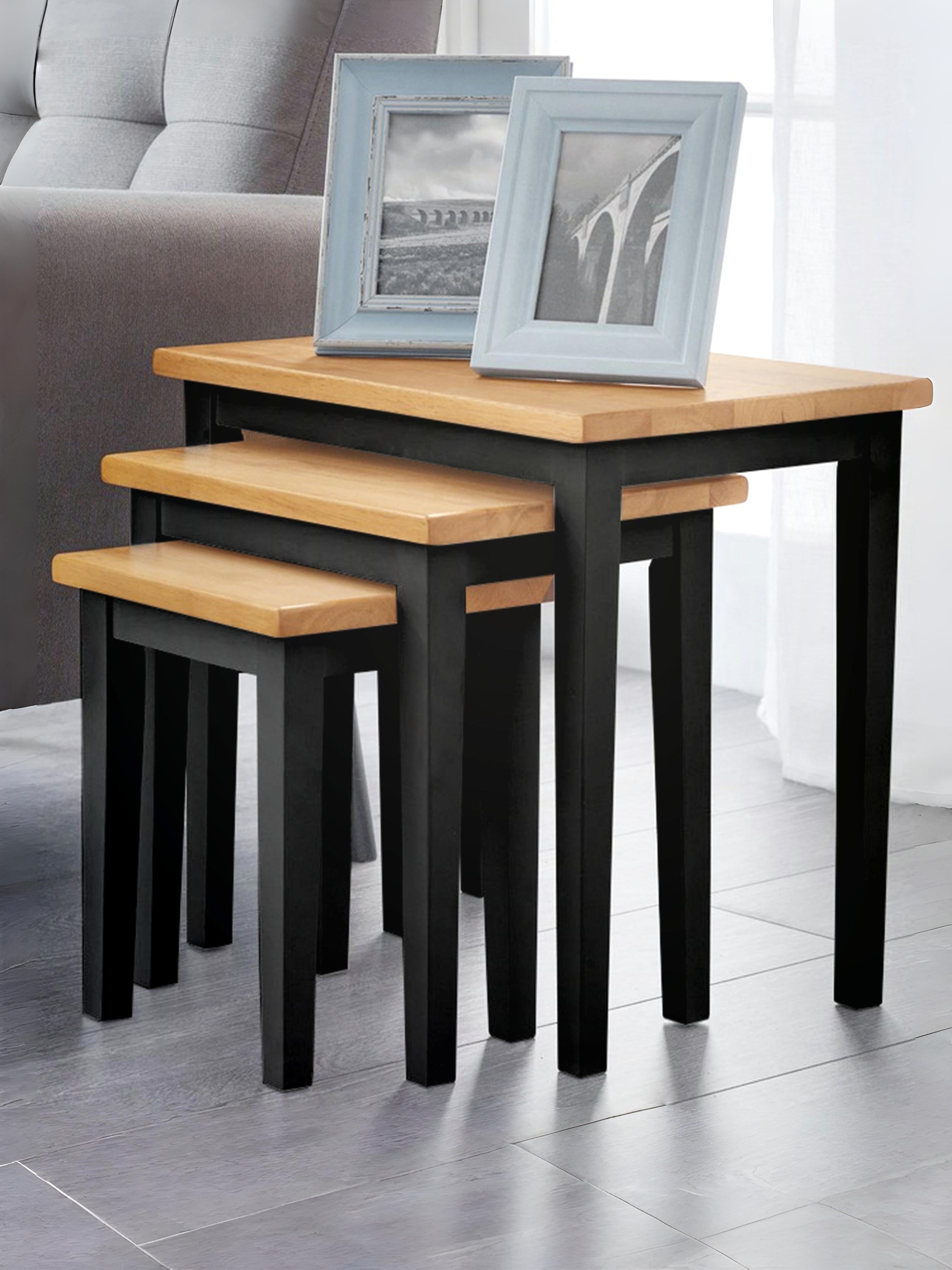Cleo 2 Tone Black and Oak Nest of Tables – Julian Bowen, view 2