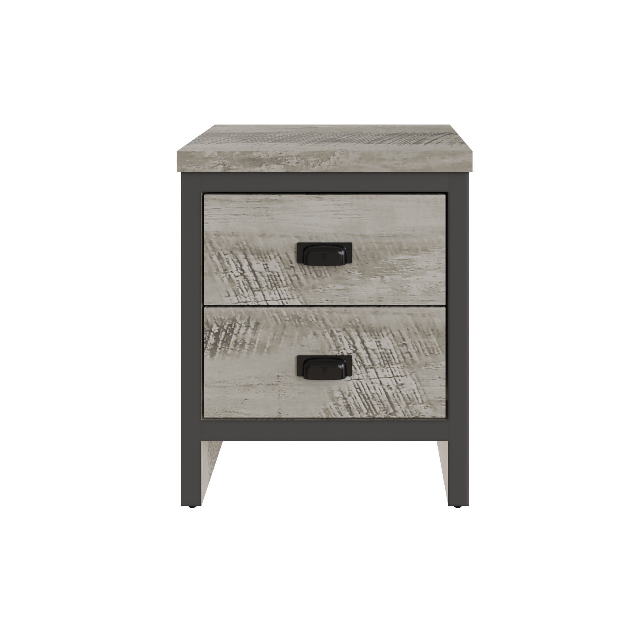 Boston 2 Drawer Bedside Table Grey – GFW, view 3