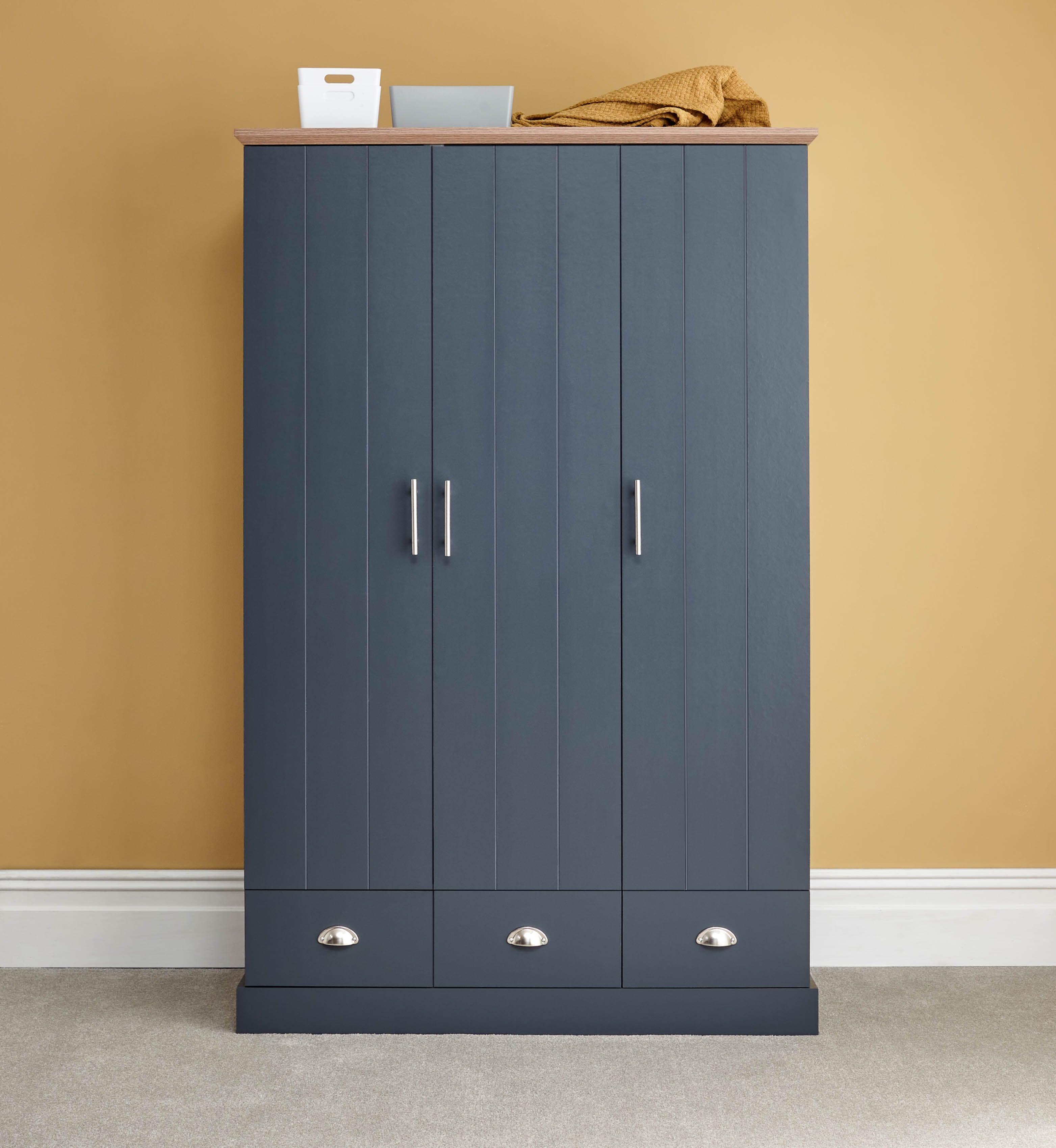 Kendal 3 Door 3 Drawer Wardrobe Slate Blue – GFW