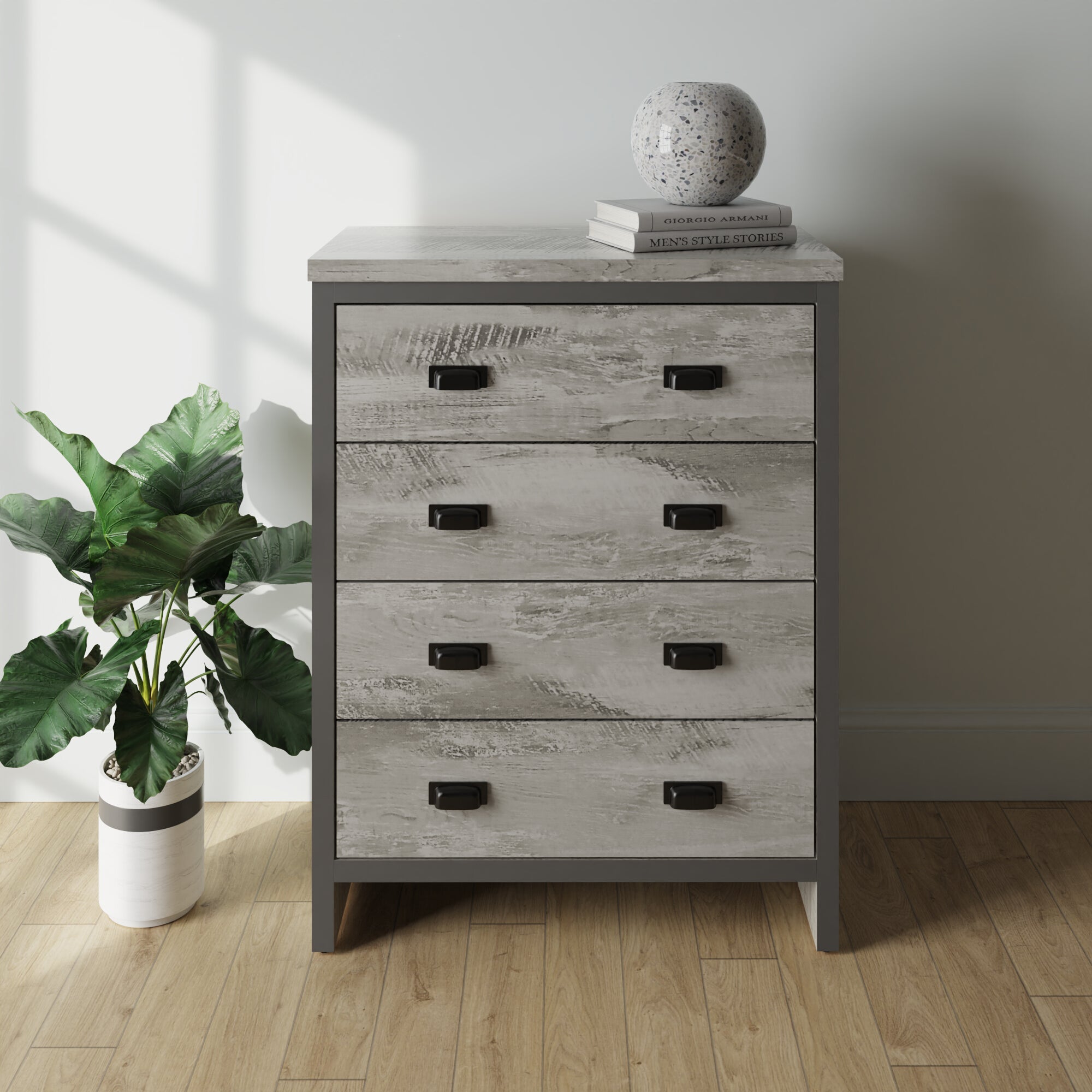 Boston 4 Drawer Chest Grey – GFW, view 2