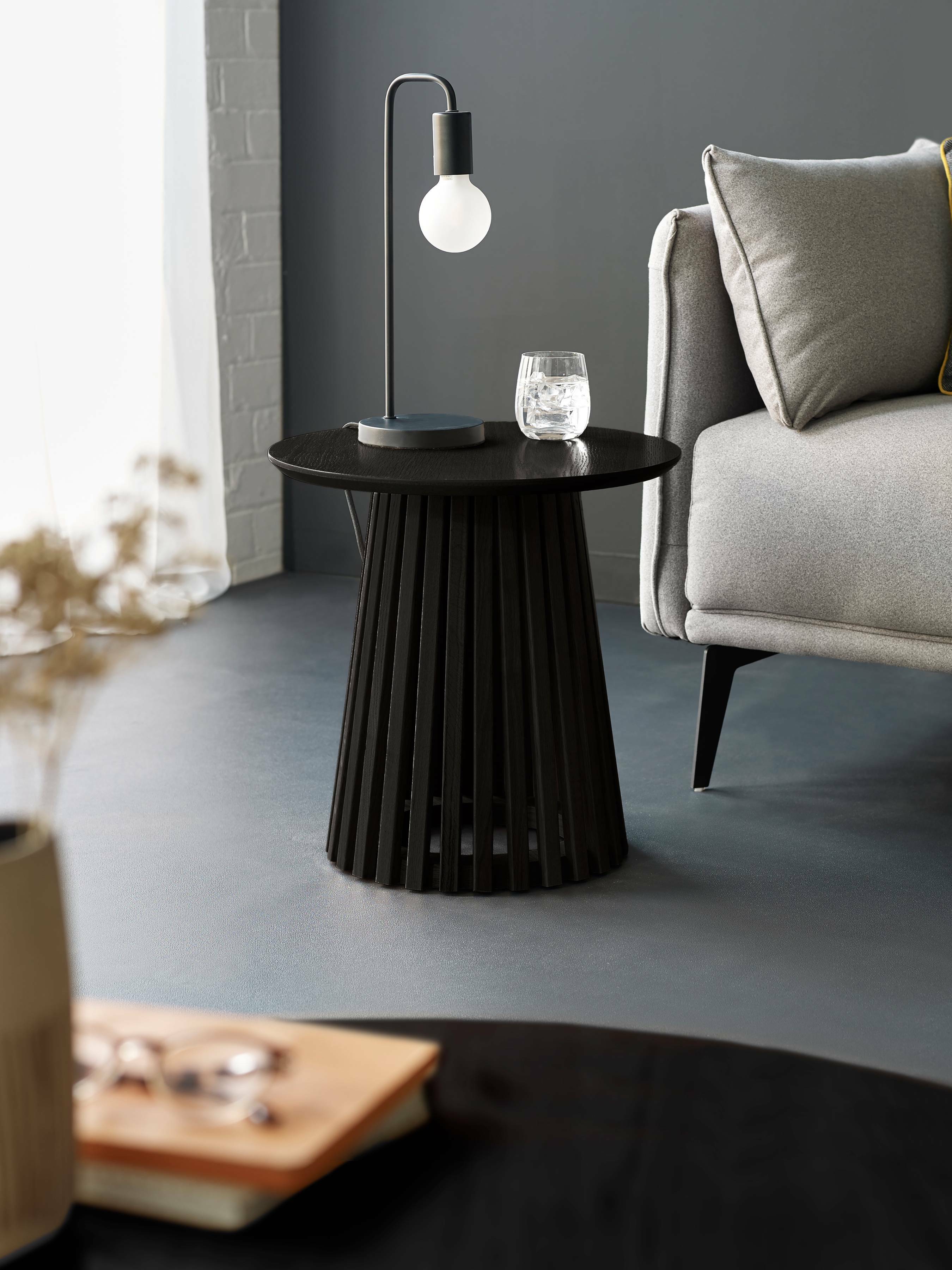 Ollie Black 45cm Round Lamp Table – Julian Bowen, view 7
