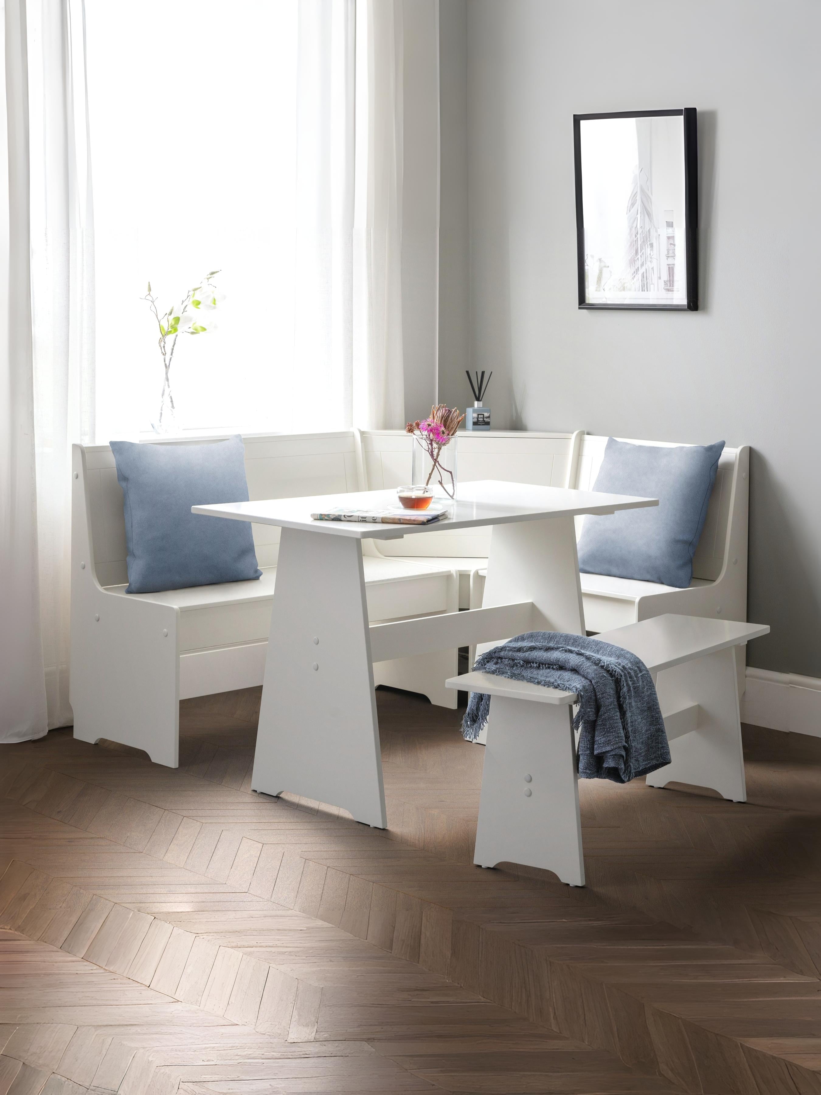 Newport Corner Dining Set With Storage Bench - Surf White – Julian Bowen, view 4
