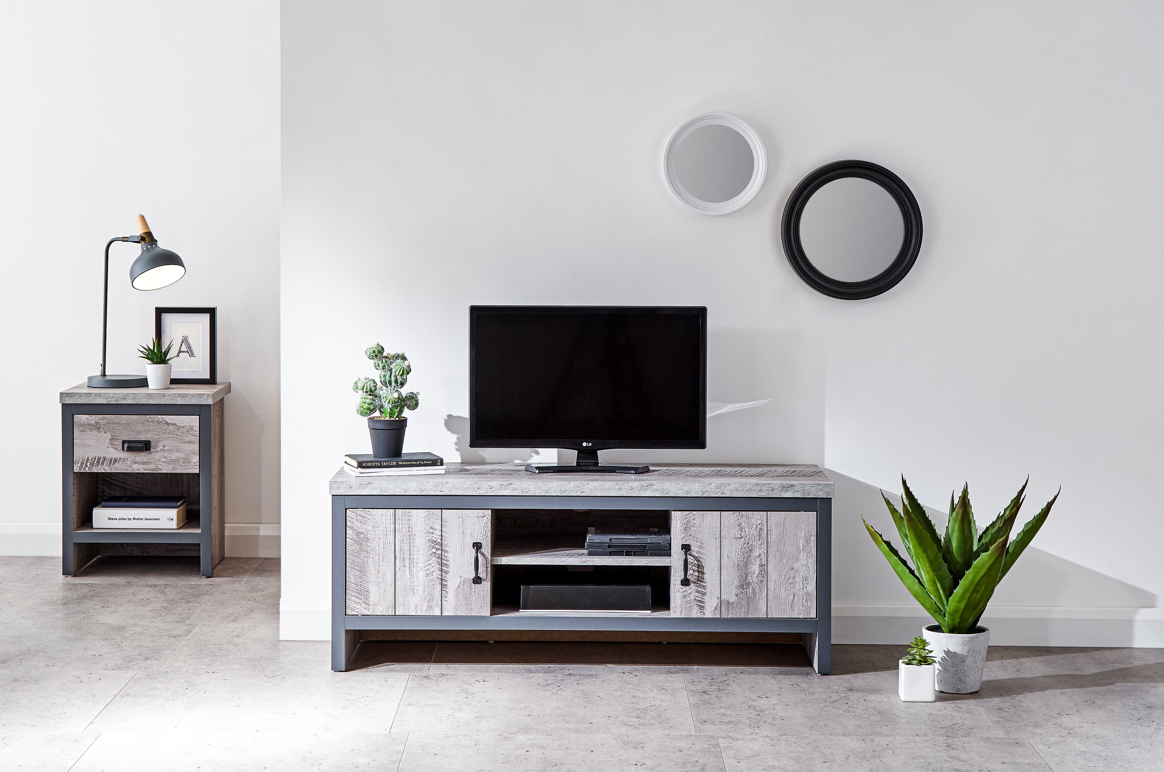 Boston 2 Door TV Unit Grey – GFW, view 2