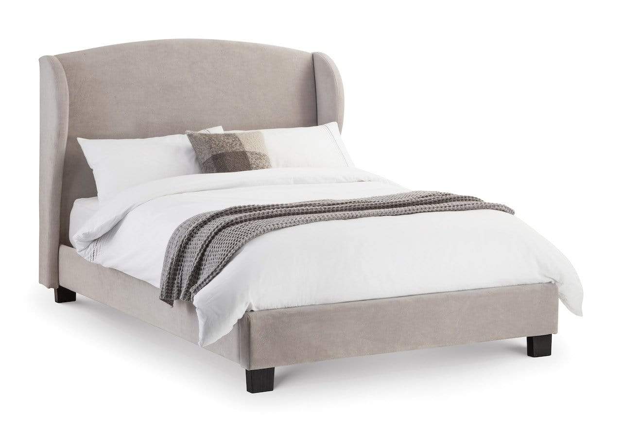 Julian Bowen Fabric Bed Blenheim Velvet Wing Bed - Fabric Beds - Light Grey Velvet