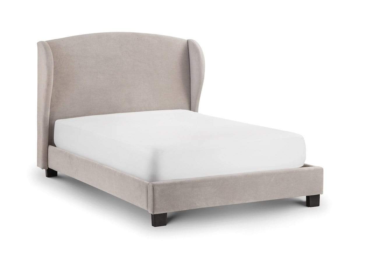 Julian Bowen Fabric Bed Blenheim Velvet Wing Bed - Fabric Beds - Light Grey Velvet