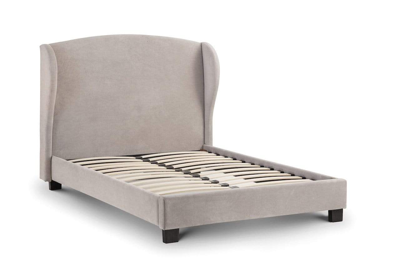 Julian Bowen Fabric Bed Blenheim Velvet Wing Bed - Fabric Beds - Light Grey Velvet