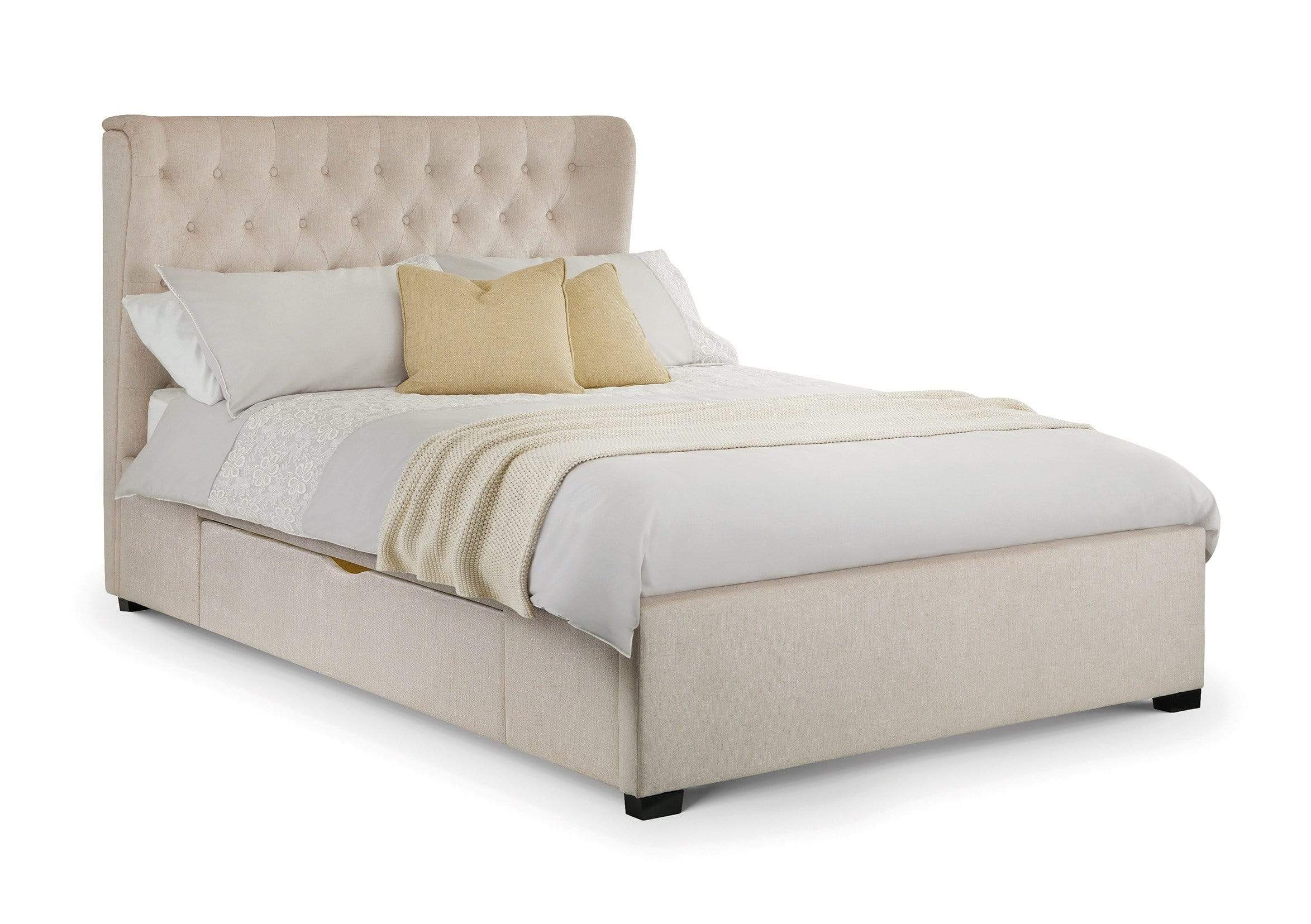 Julian Bowen Fabric Bed Geneva 2 Drawer Storage Bed - Fabric Beds - Pearl Chenille