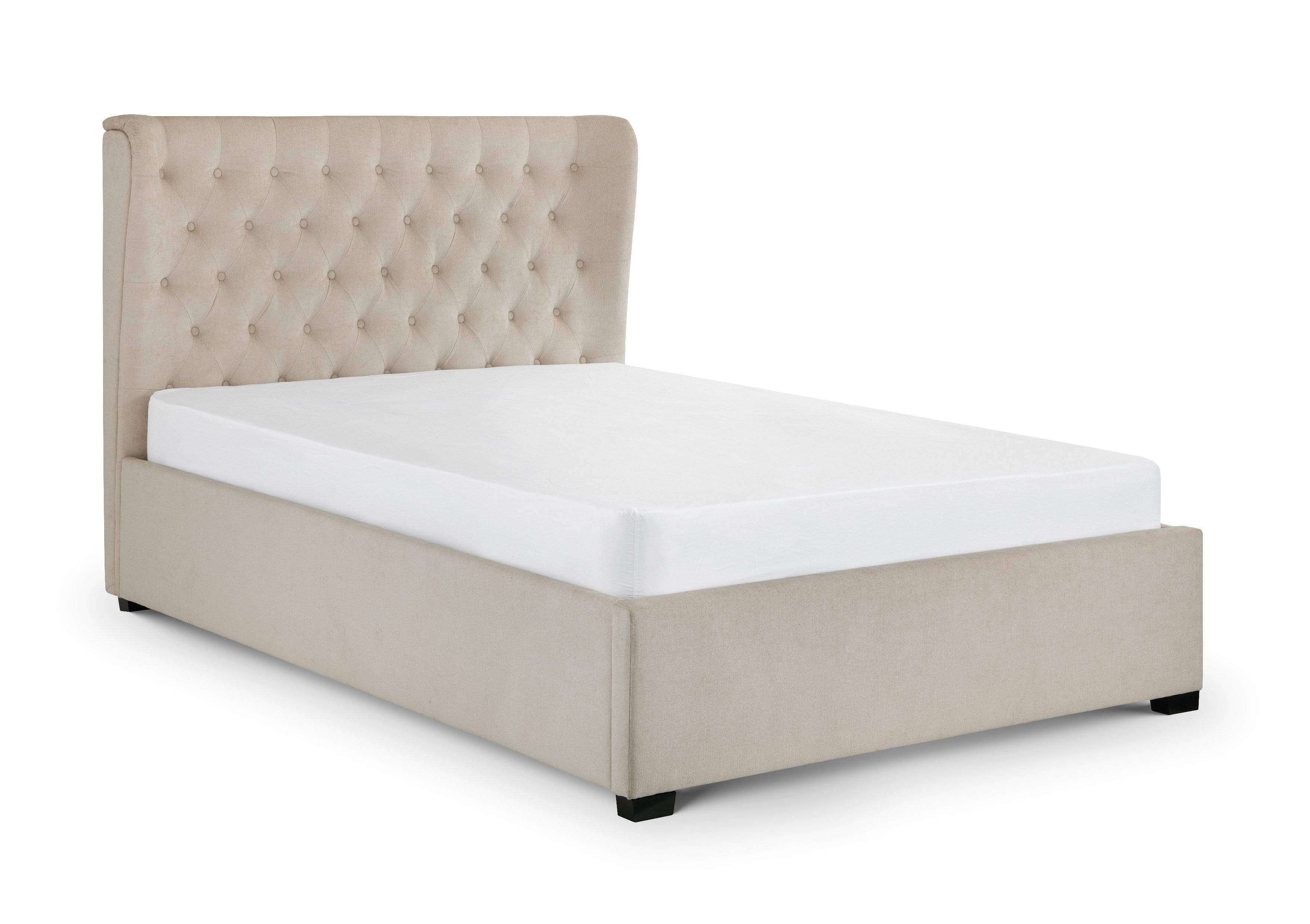 Julian Bowen Fabric Bed Geneva Winged Headboard Bed - Fabric Beds - Pearl Chenille