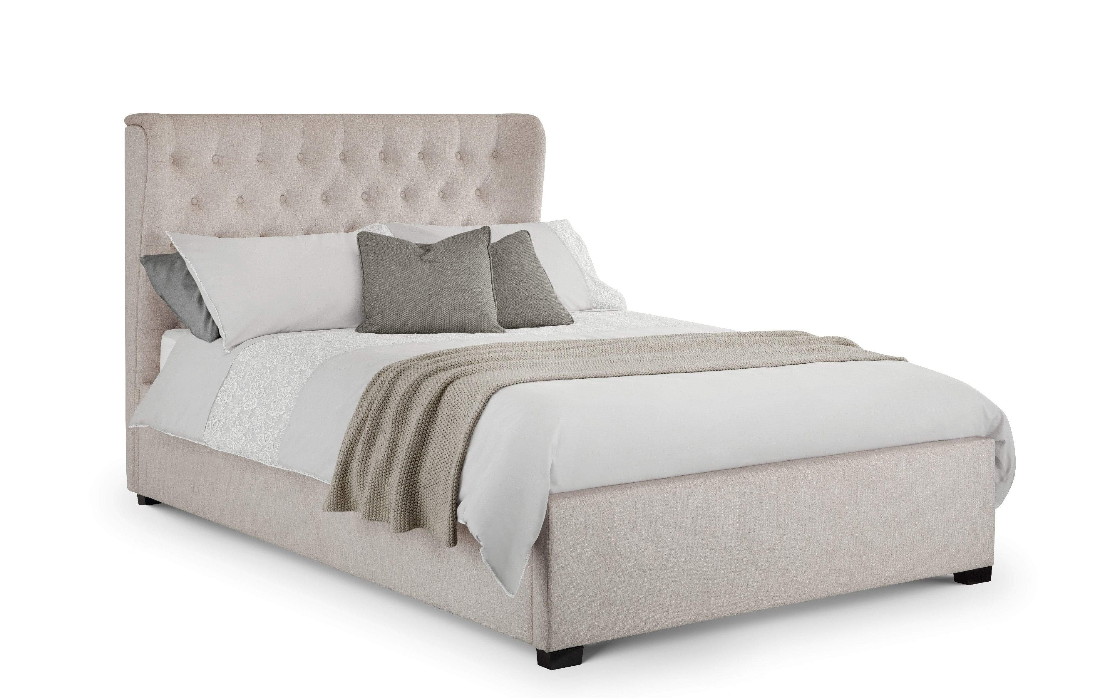 Julian Bowen Fabric Bed Geneva Winged Headboard Bed - Fabric Beds - Pearl Chenille