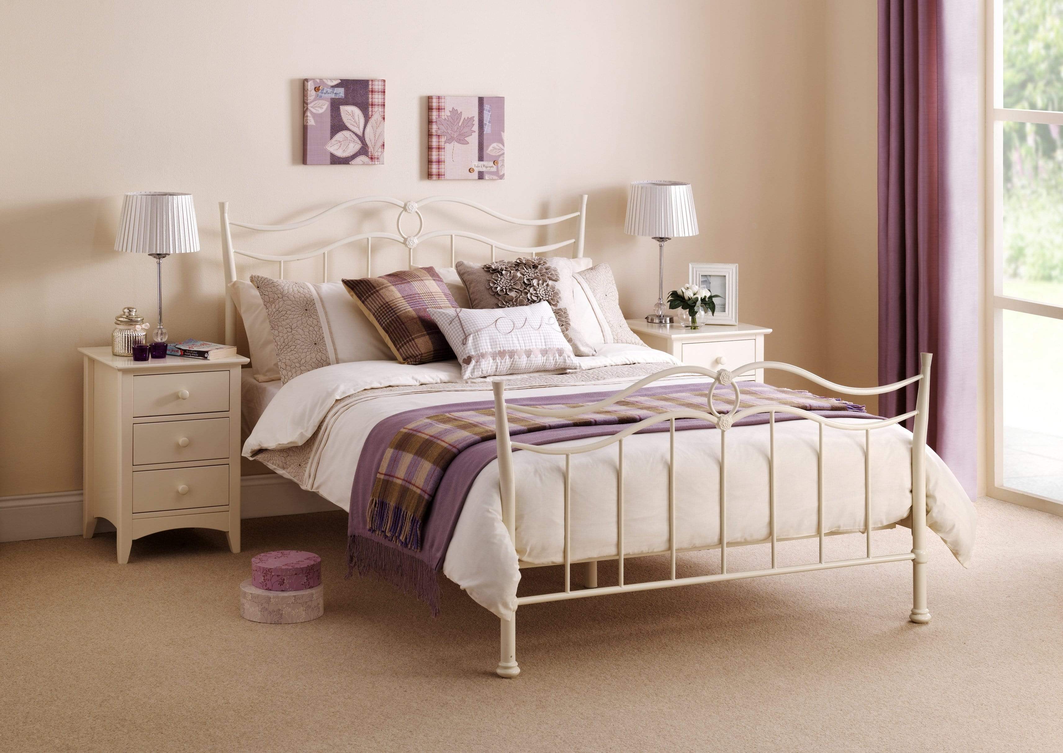 Julian Bowen Metal Bed Katrina Bed - Metal Beds - Stone White