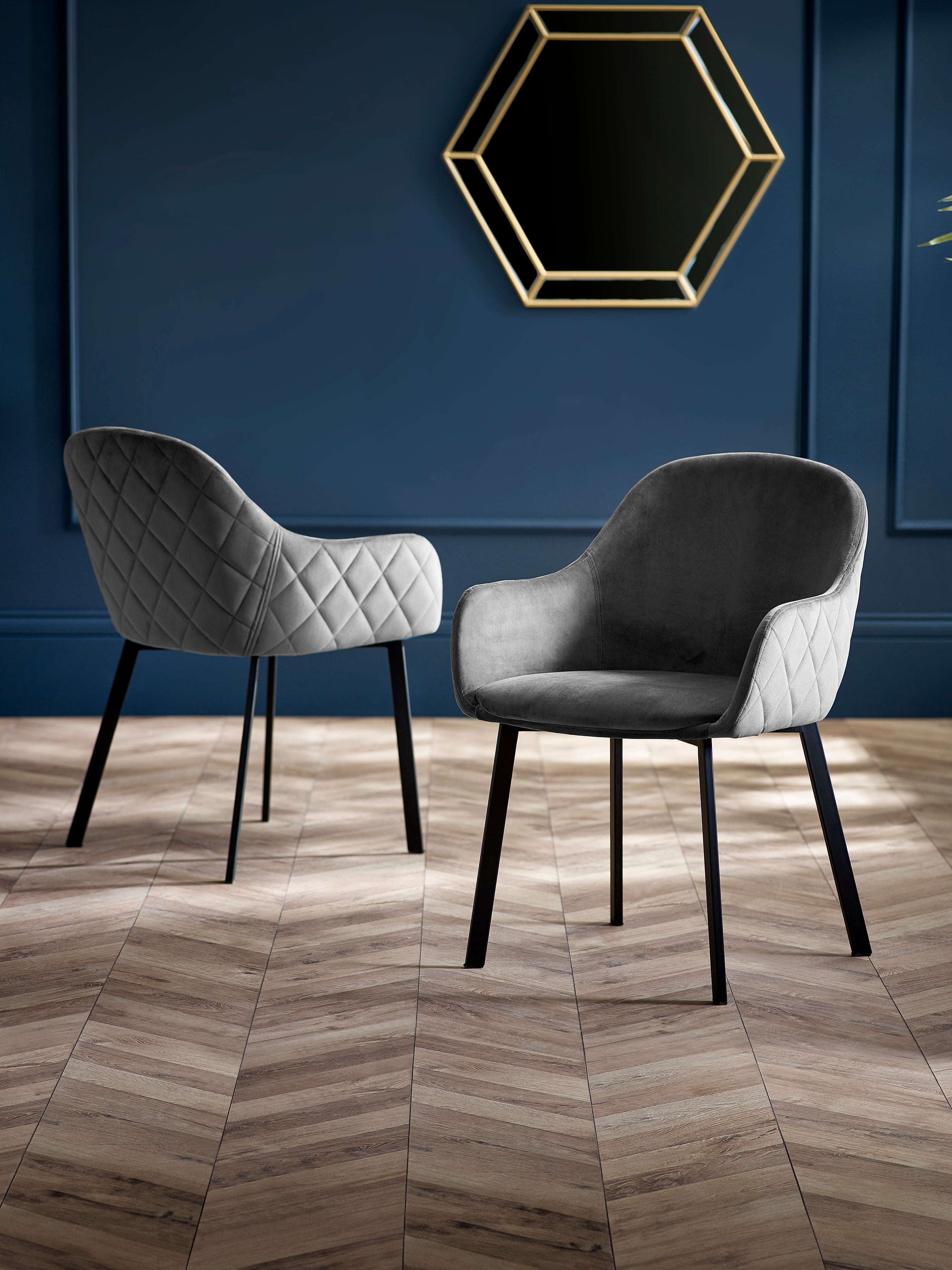 Lima Grey Velvet Dining Chairs (Set of 2) – Julian Bowen, view 2