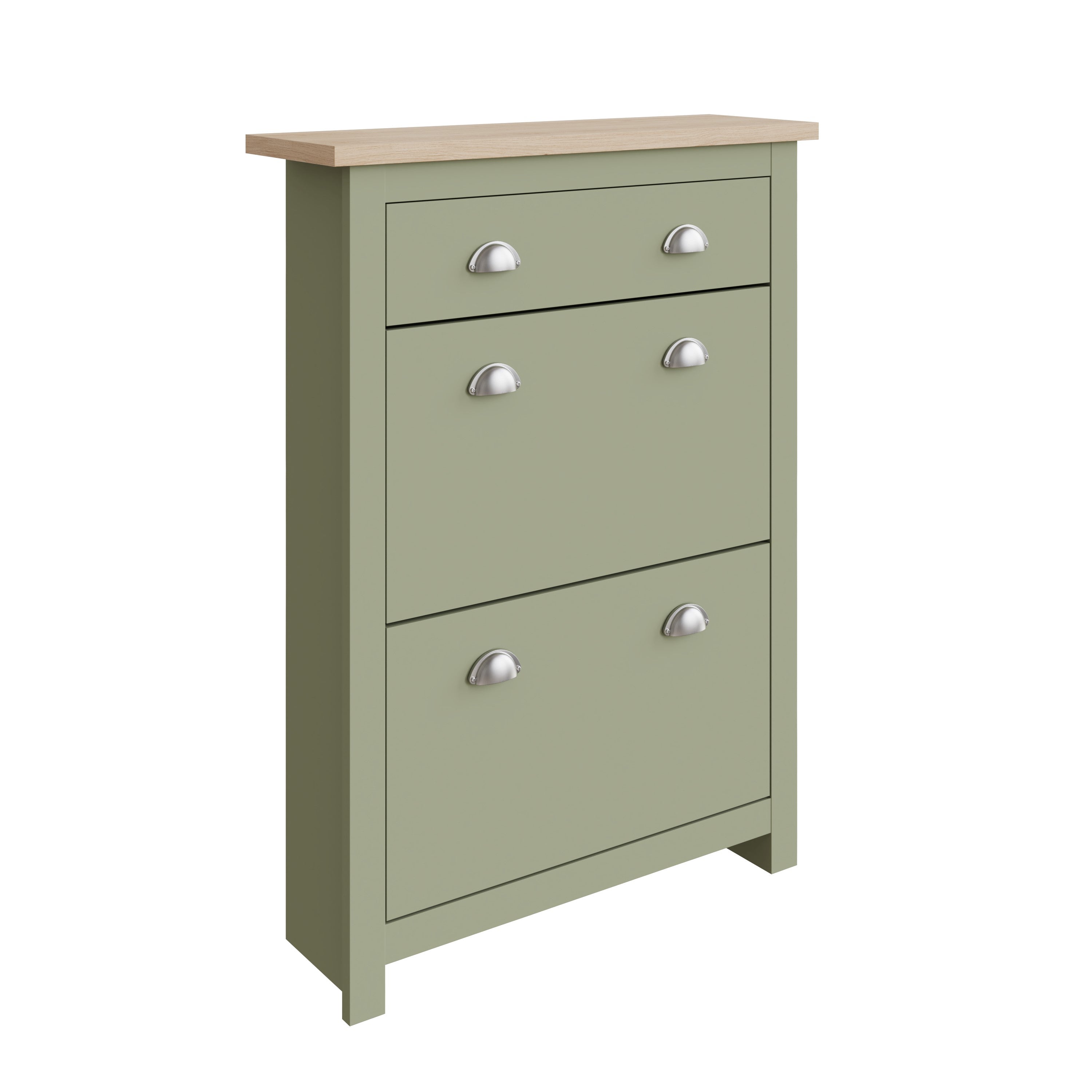 Lancaster 2Dr 1Drw Shoe Cabinet Sage Green – GFW, view 3