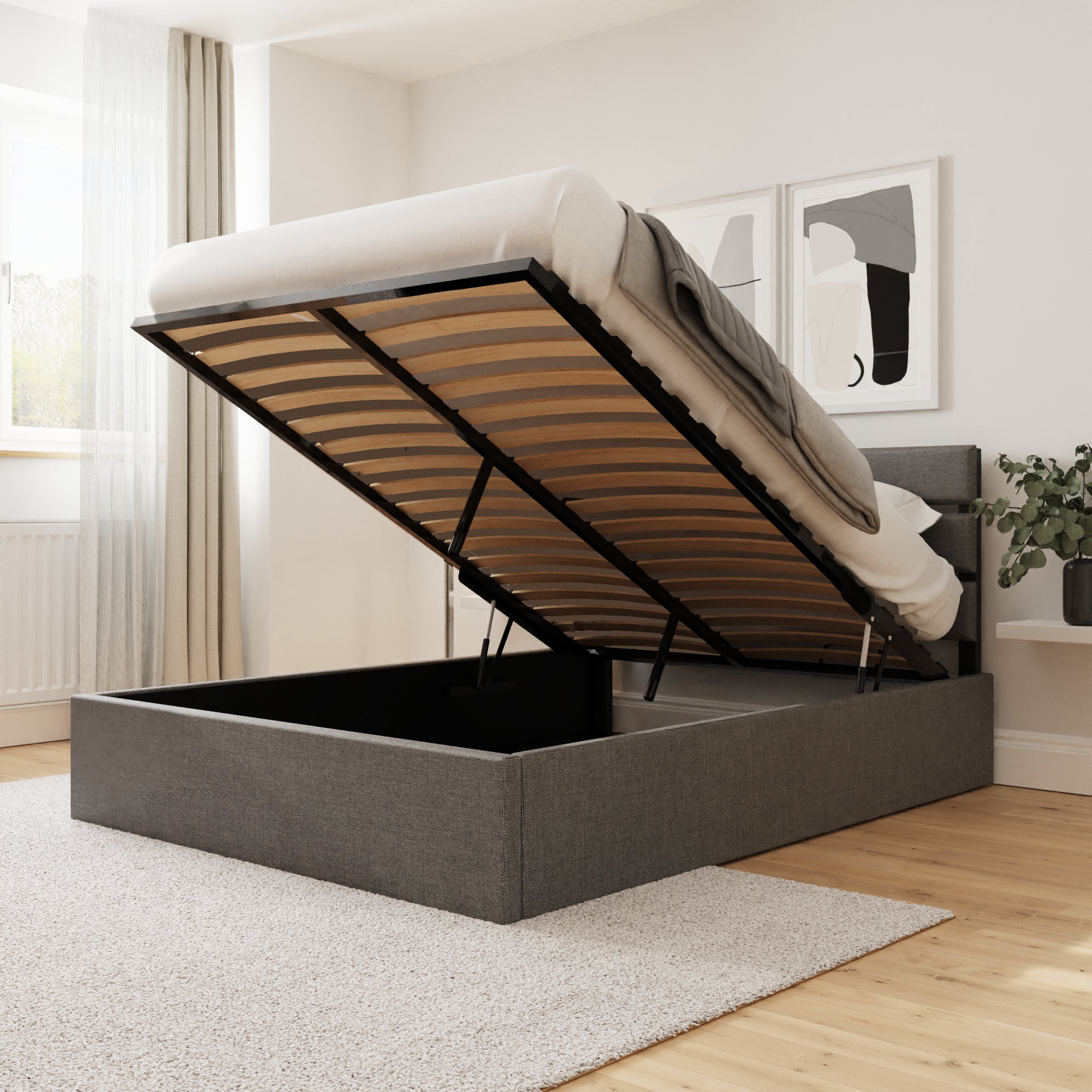 Hudson 135cm End Lift Ottoman Bed – Grey