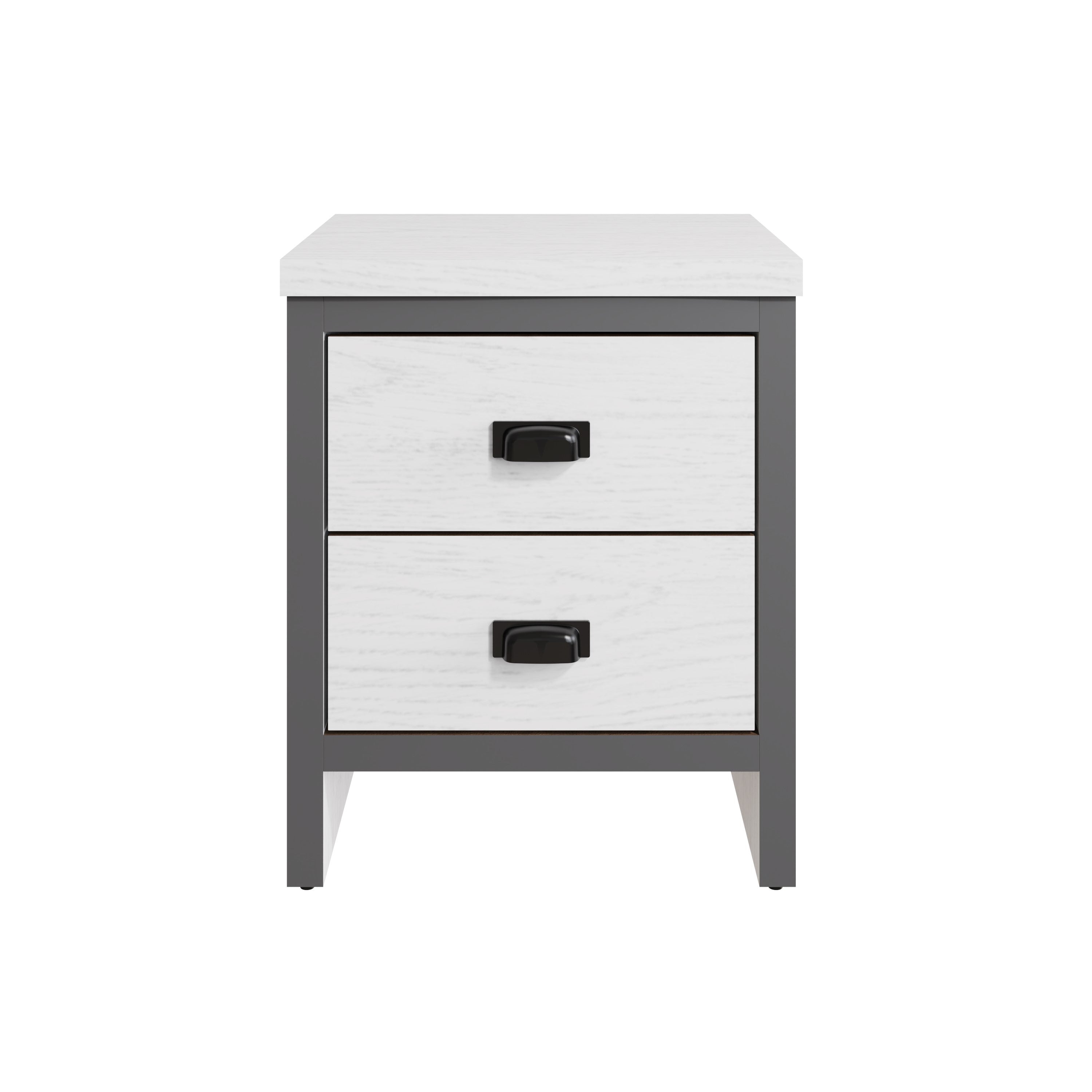 Boston 2 Drawer Bedside Table White – GFW, view 4