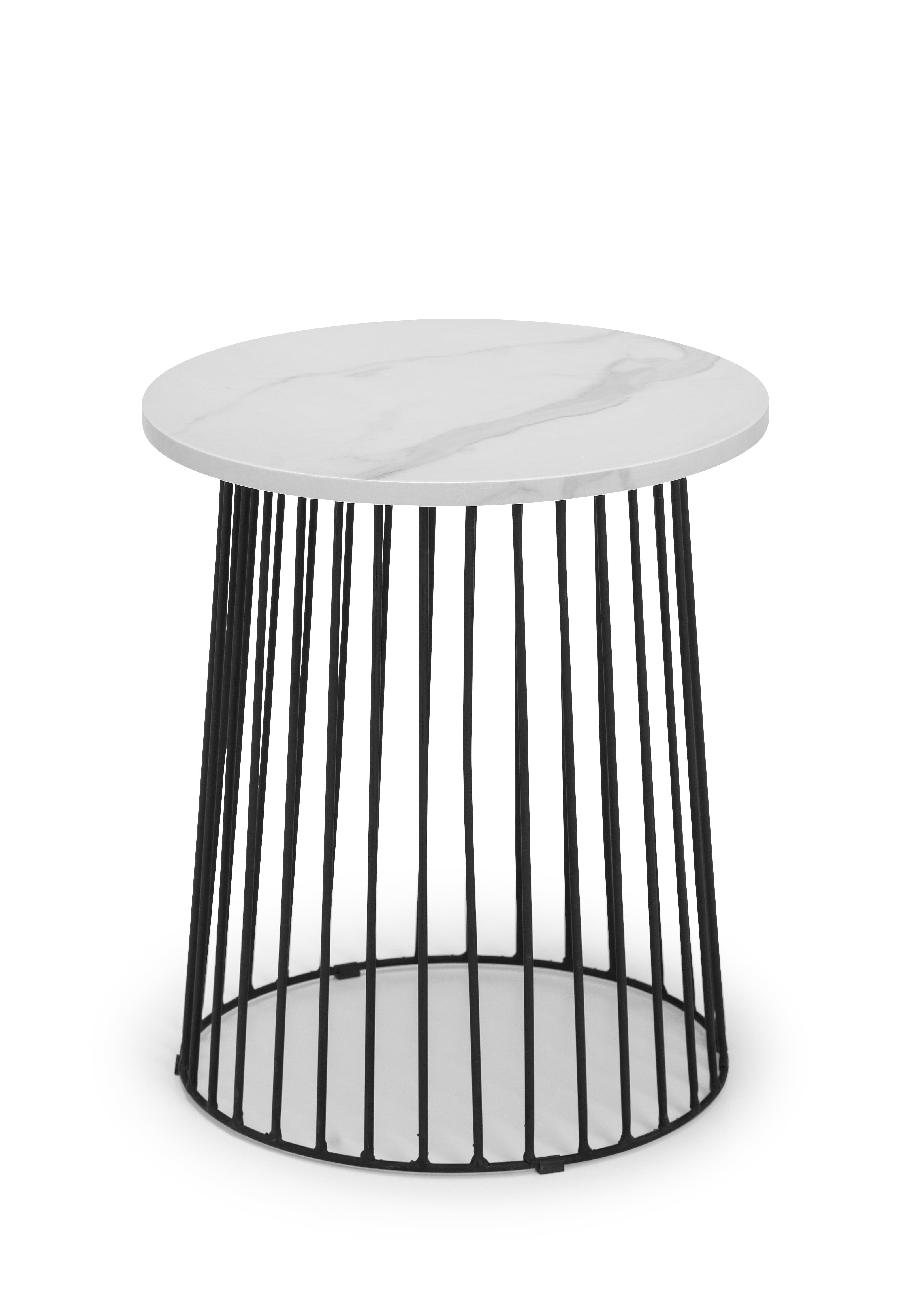 Broadway Round Lamp Table - White Marble – Julian Bowen