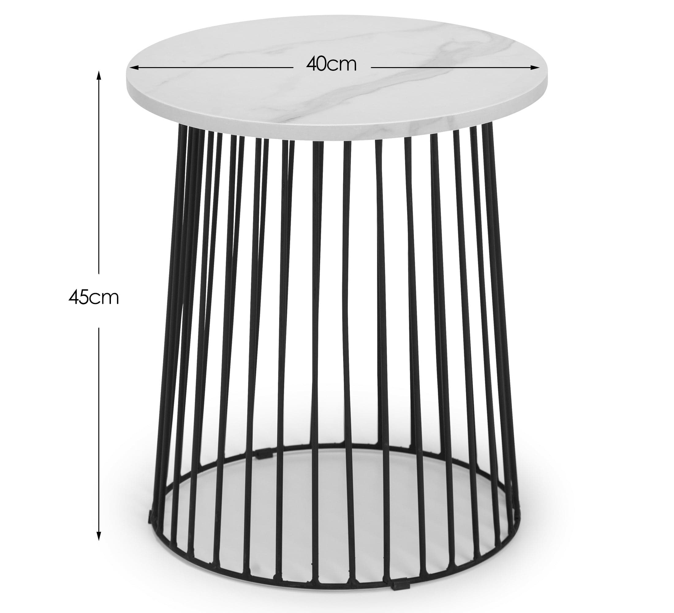 Broadway Round Lamp Table - White Marble – Julian Bowen, view 3