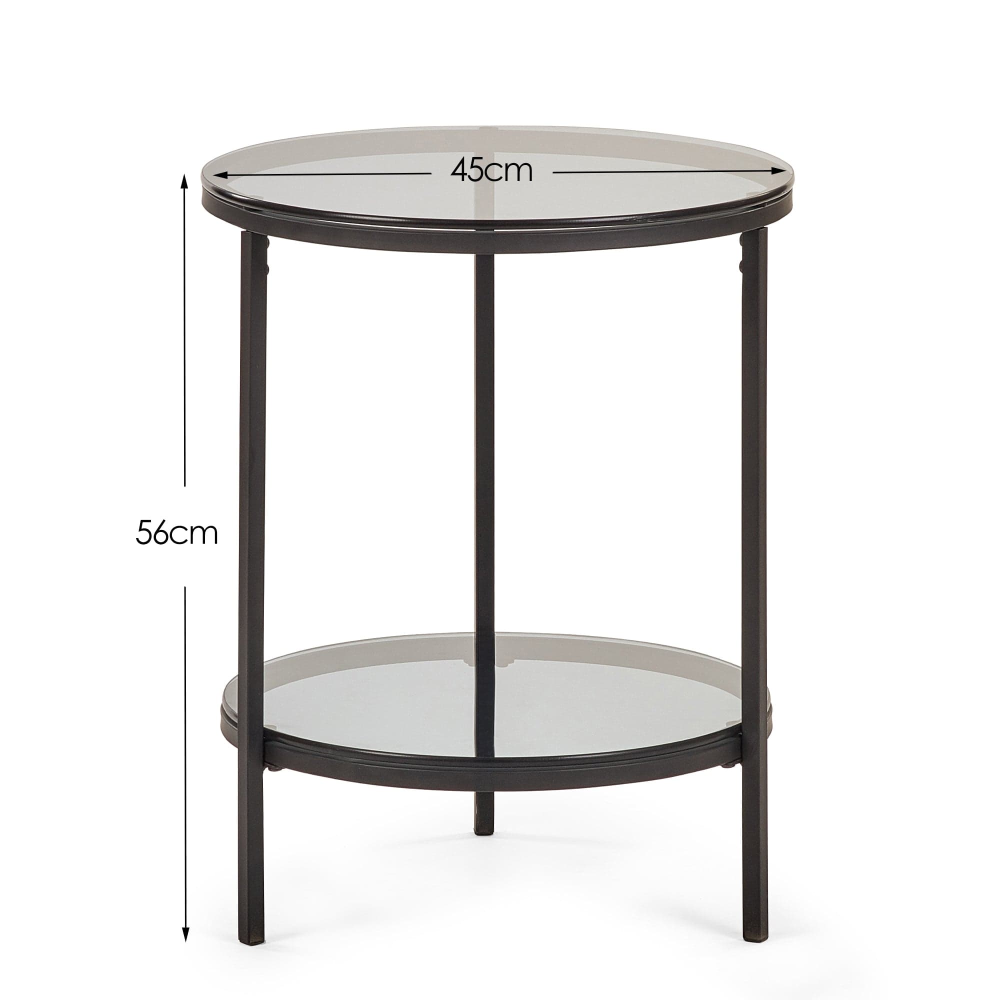 Chicago Circular Lamp Table With Shelf - Smoked Glass – Julian Bowen, view 2