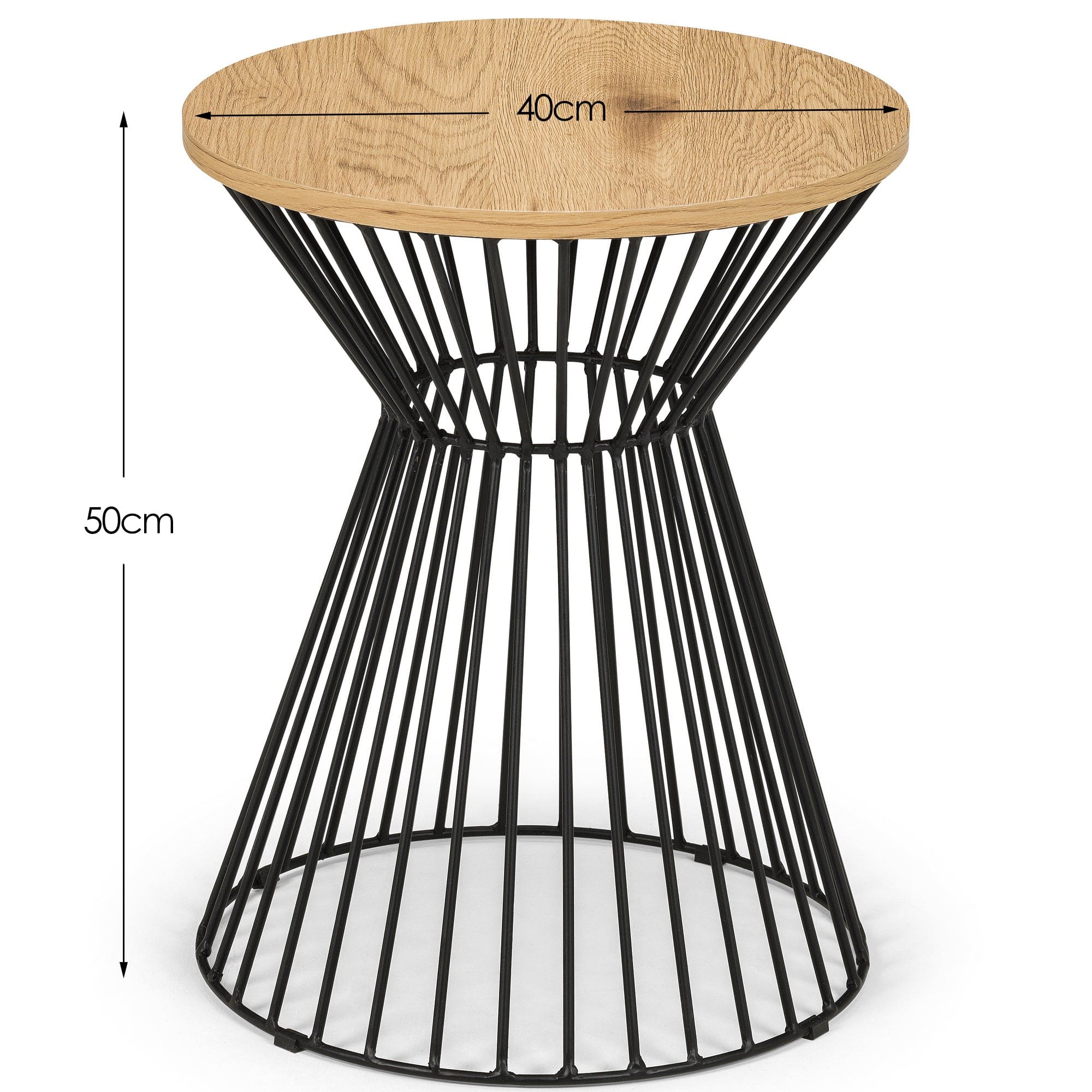 Jersey Round Wire Lamp Table - Euro Oak – Julian Bowen, view 3