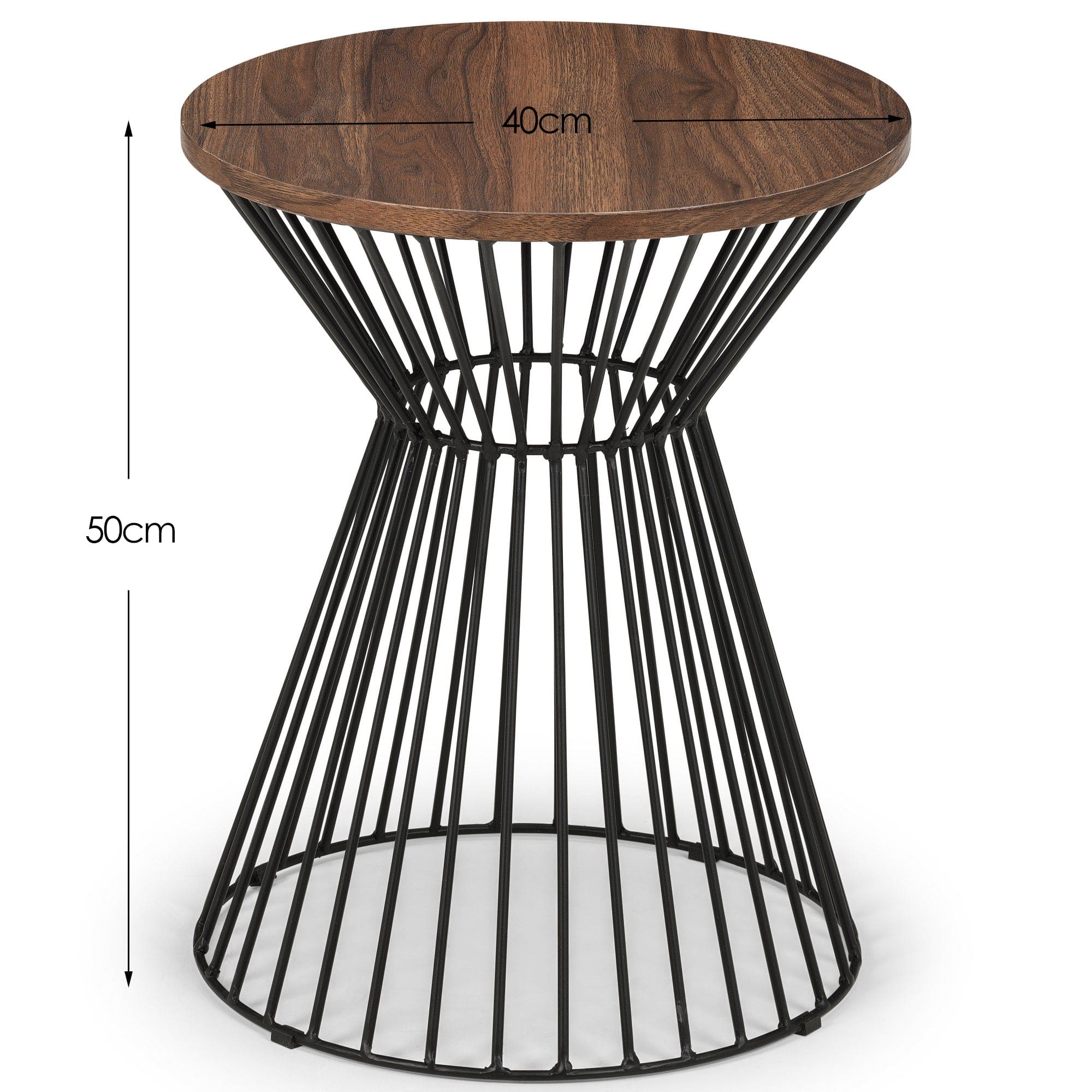 Jersey Round Wire Lamp Table - Walnut – Julian Bowen, view 3