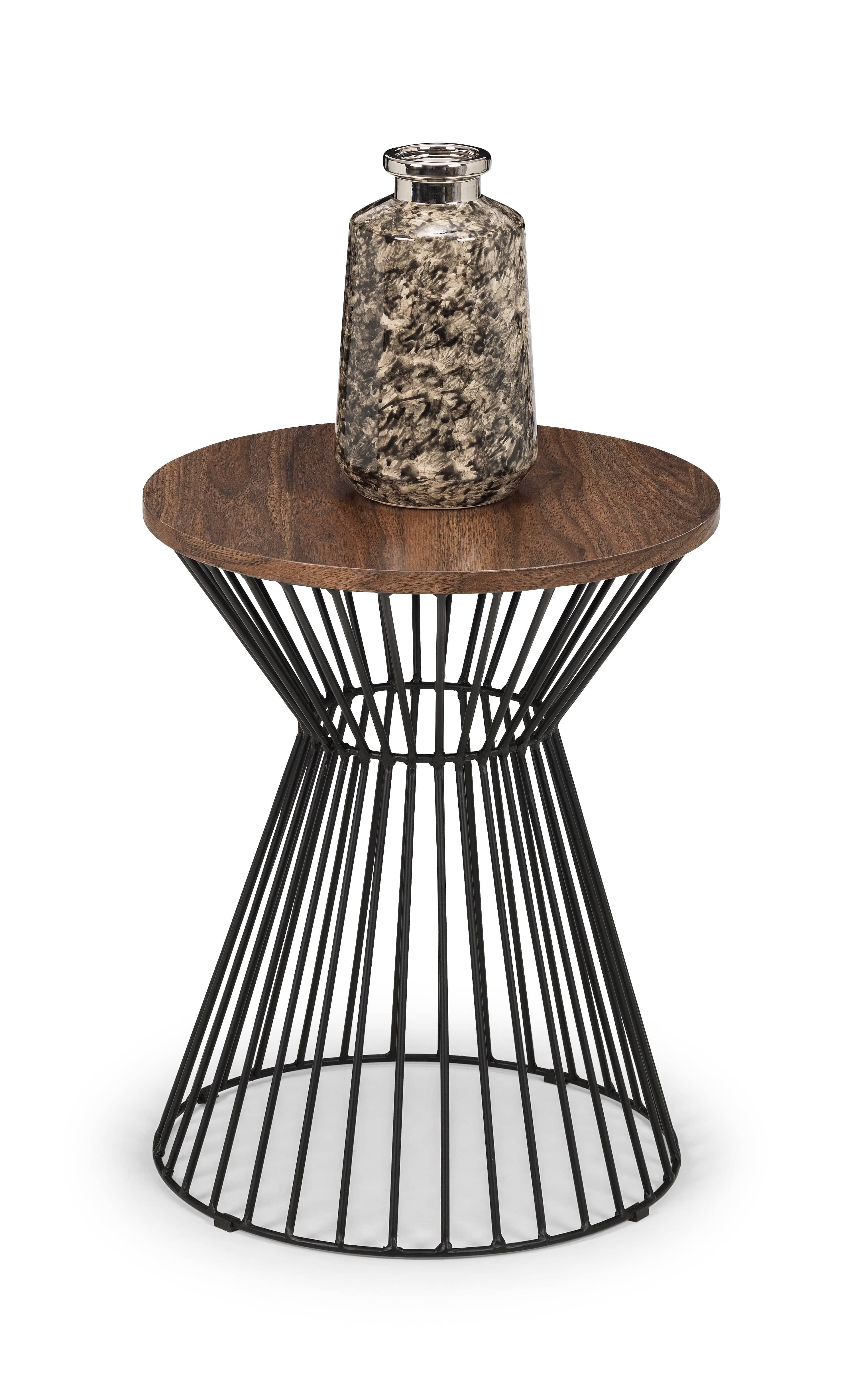 Jersey Round Wire Lamp Table - Walnut – Julian Bowen, view 2
