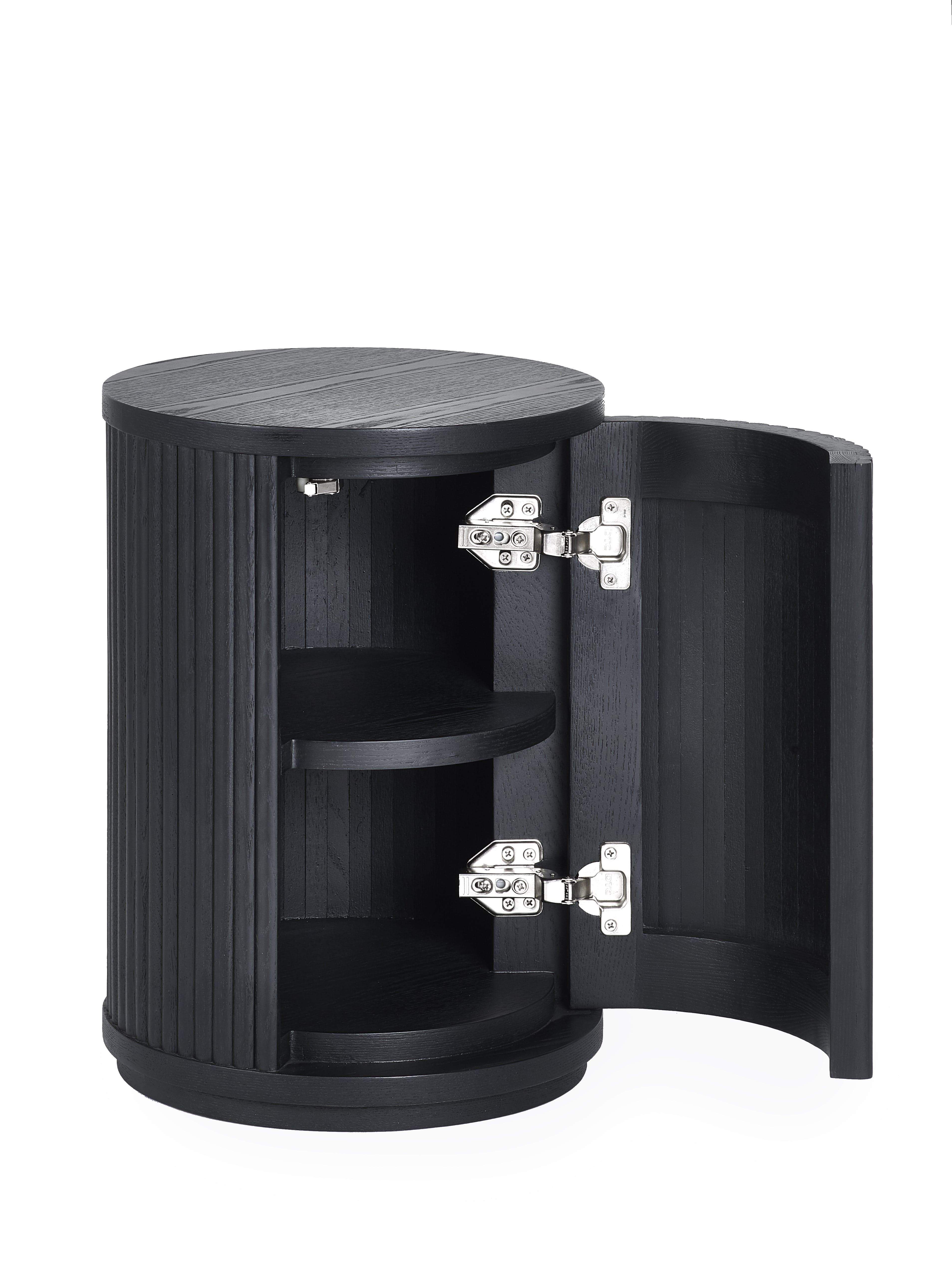 Louis Fluted Side Table With Door - Black – Julian Bowen, view 4