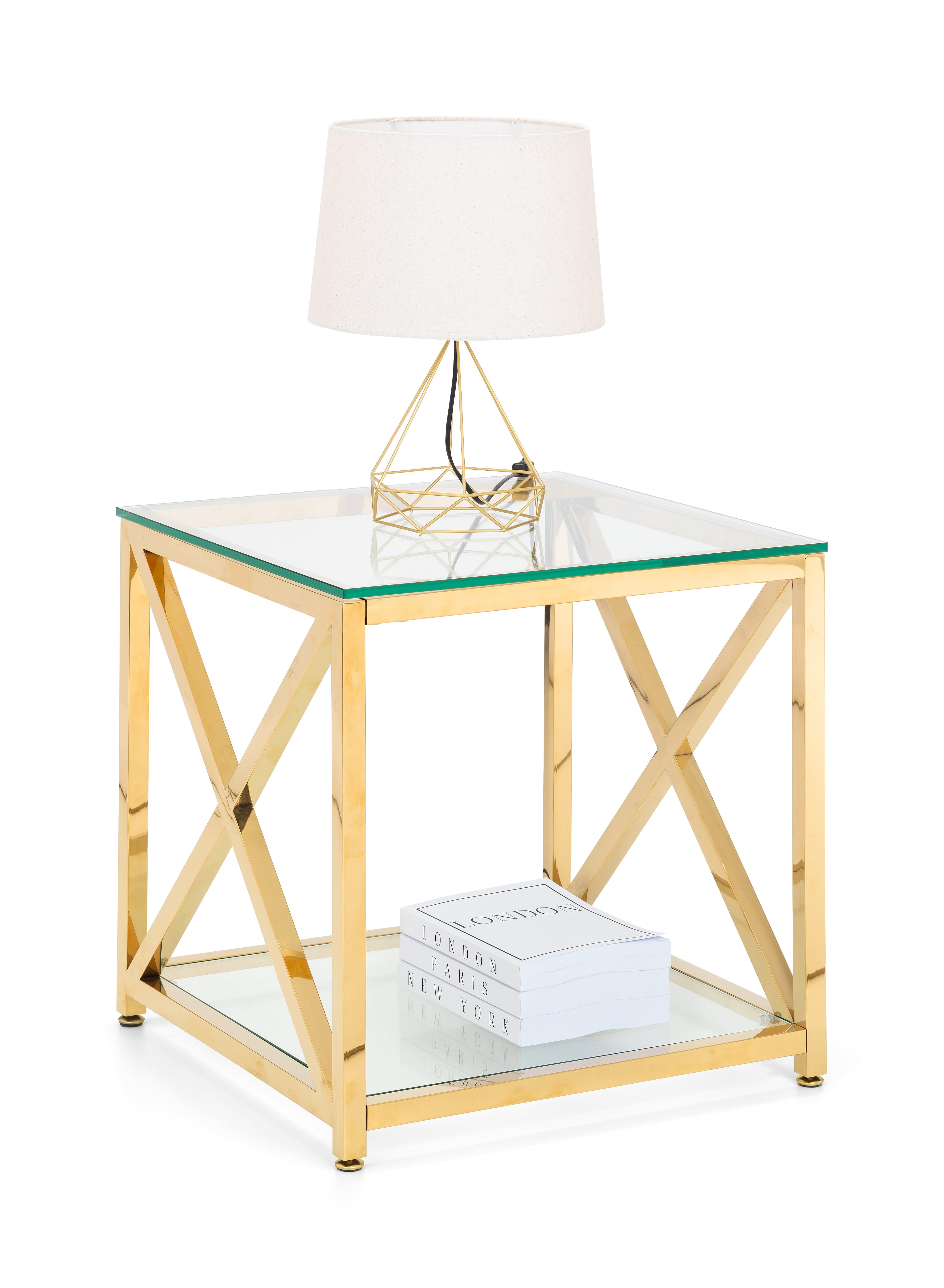 Miami Lamp Table - Gold – Julian Bowen, view 2