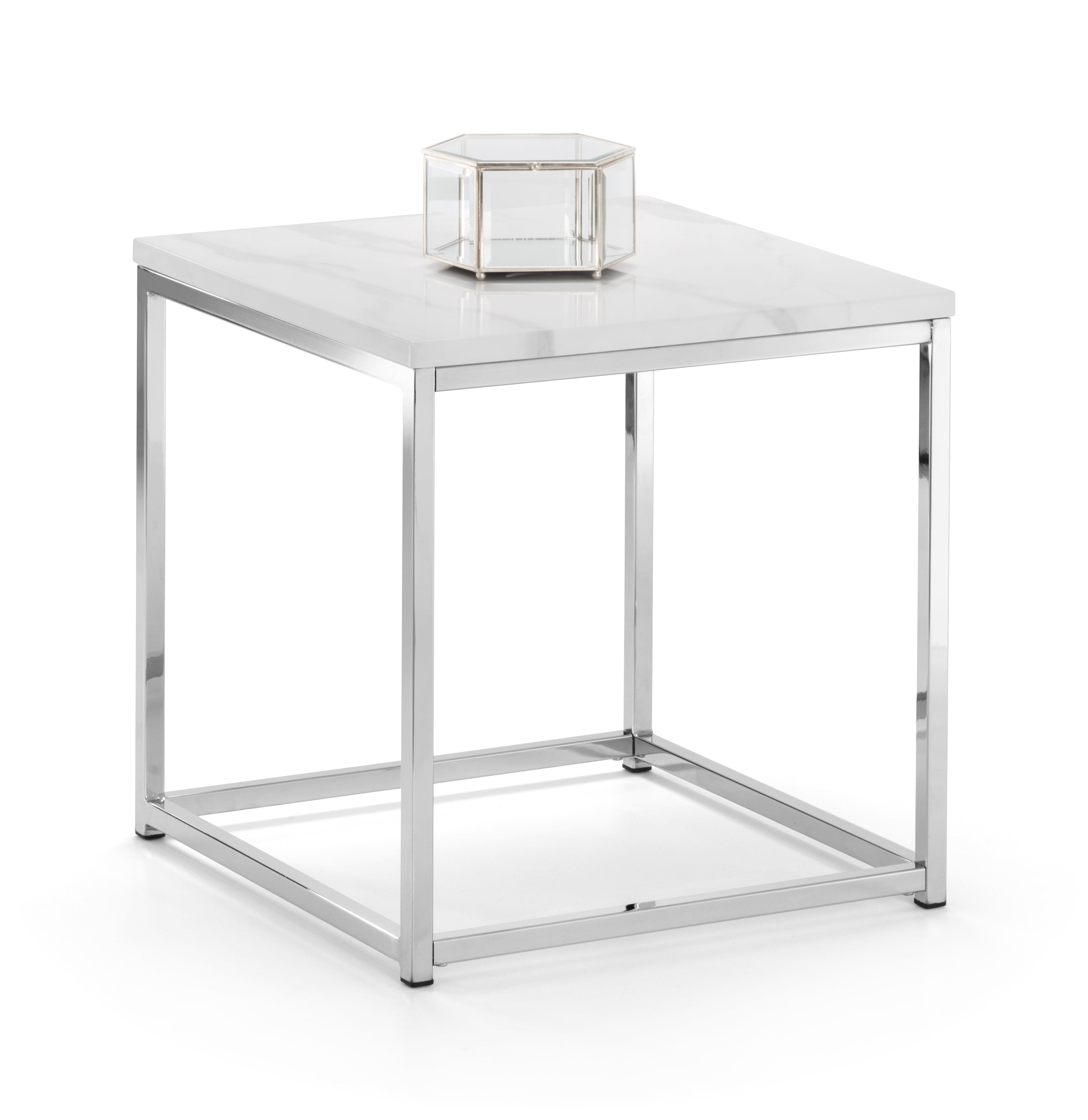 Scala Marble Top Lamp Table - Chrome & White Marble – Julian Bowen