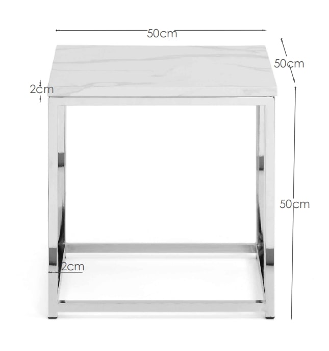 Scala Marble Top Lamp Table - Chrome & White Marble – Julian Bowen, view 3