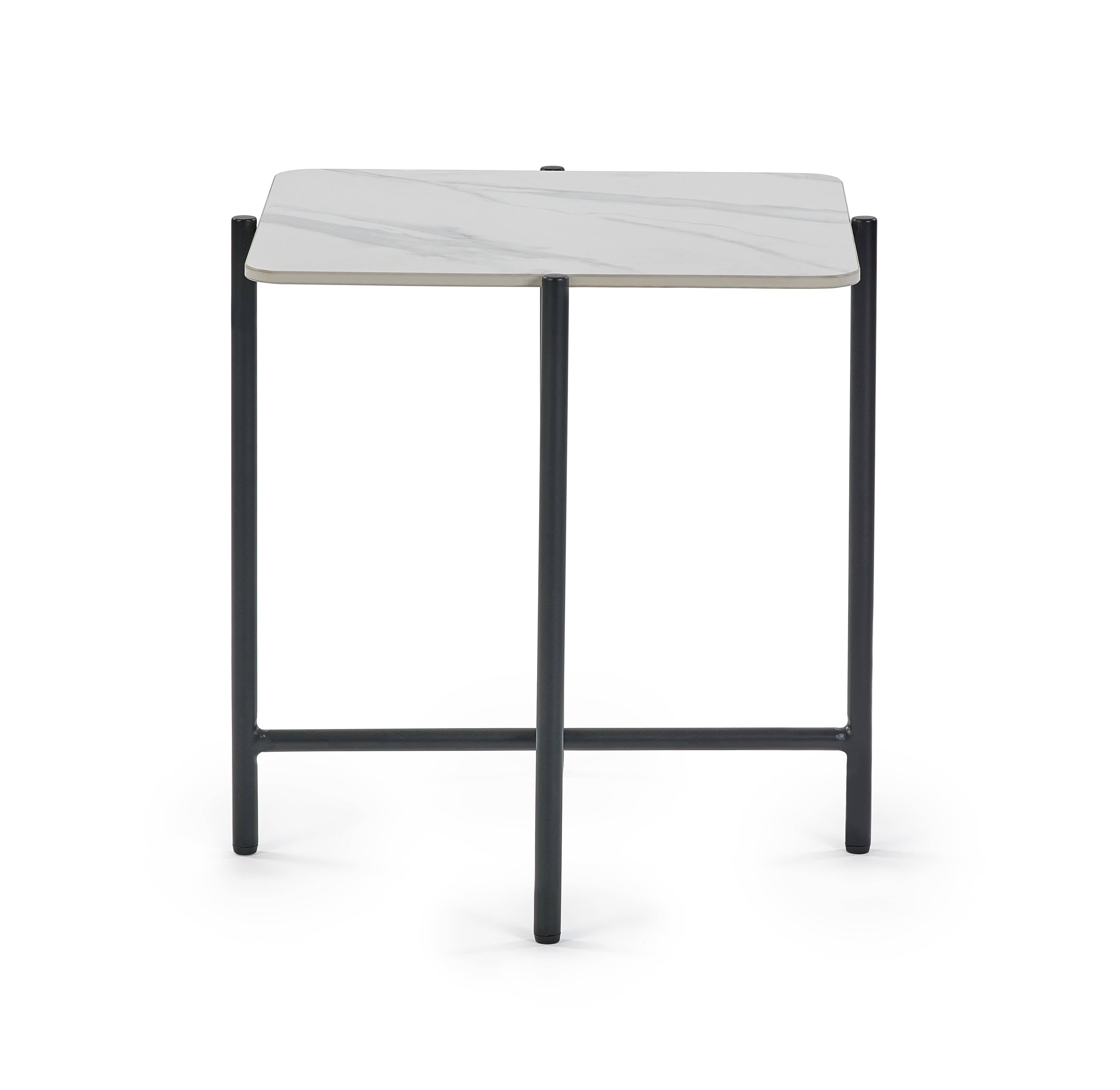 Siena White Marbled Sintered Stone Square Lamp Table – Julian Bowen, view 2