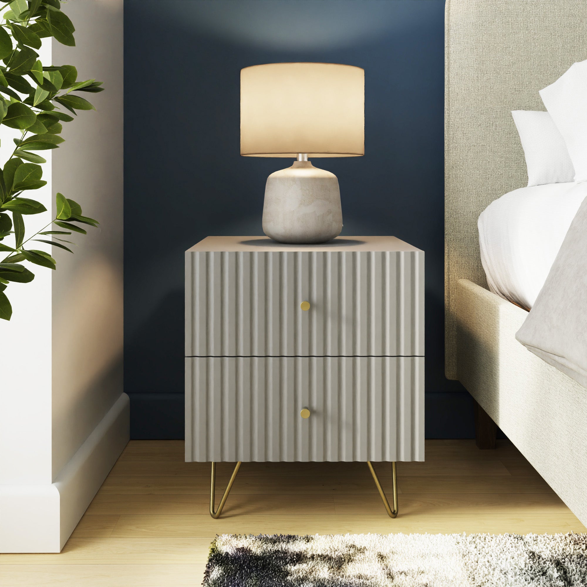Thalia 2 Drawer Bedside Table – Grey