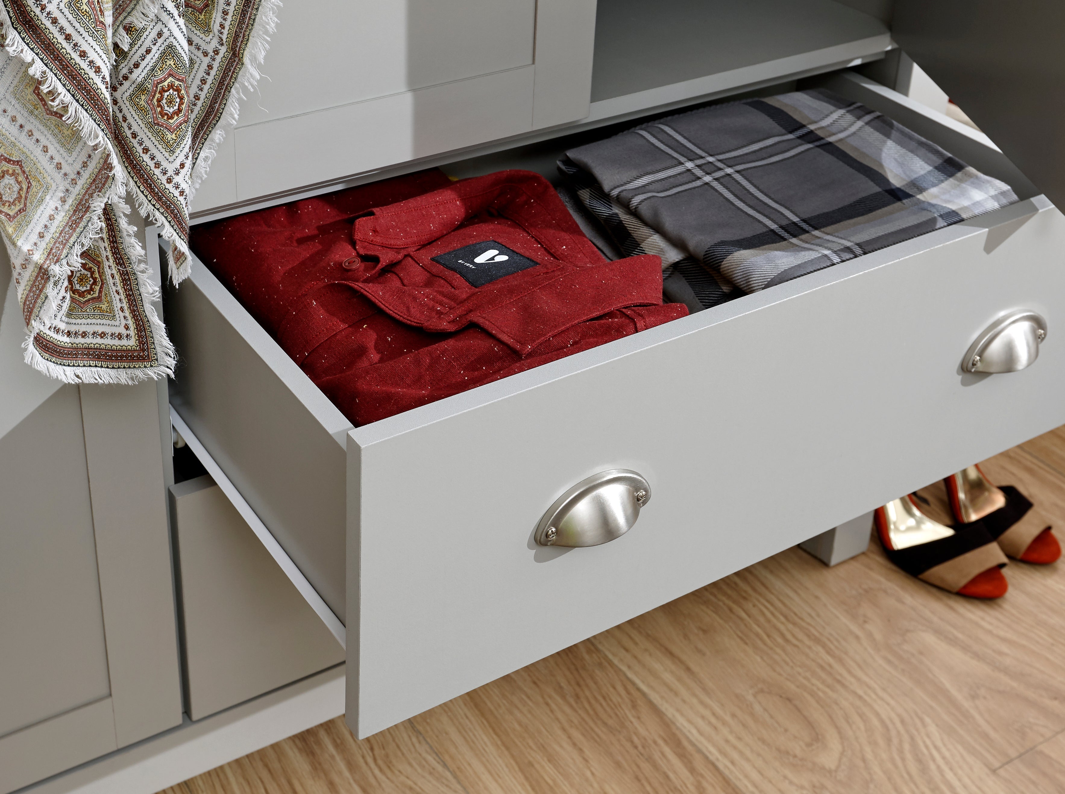 Lancaster 2 Door 2 Drawer Wardrobe Grey – GFW, view 7