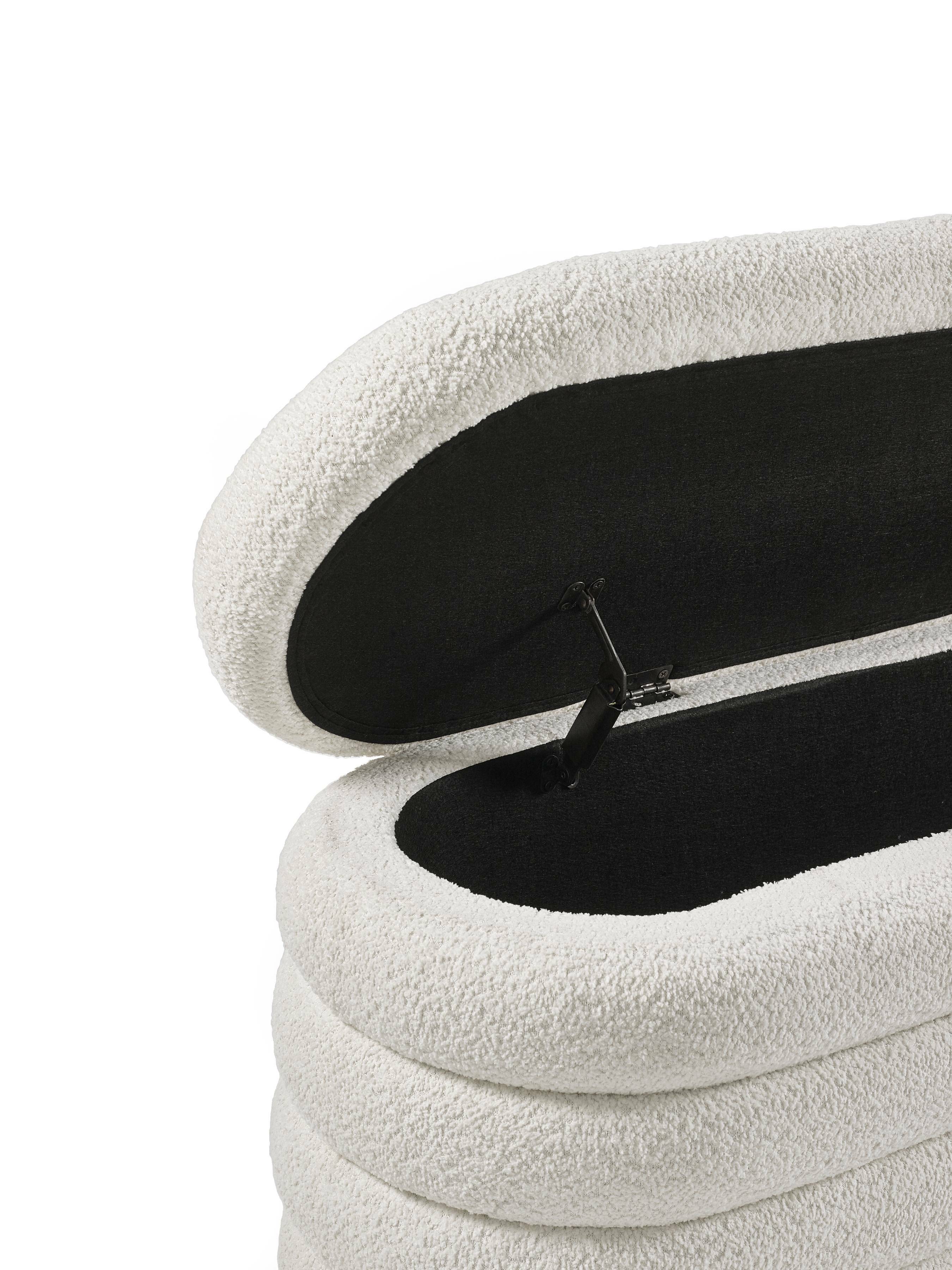 Hailey Ivory Boucle Upholstered Ottoman Storage Bench – Julian Bowen, view 8