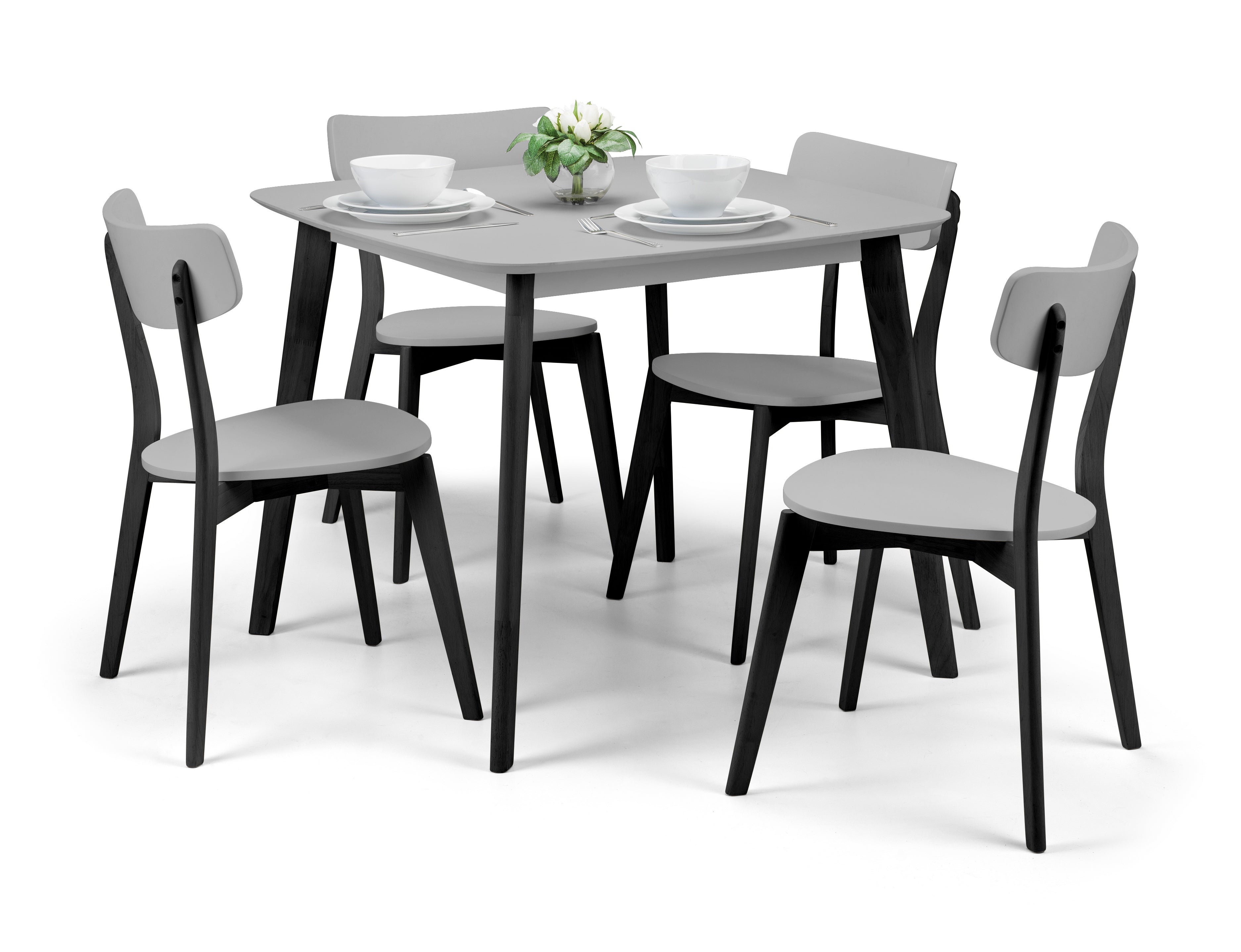 Set Of 4 Casa Dining Chairs Grey/Black